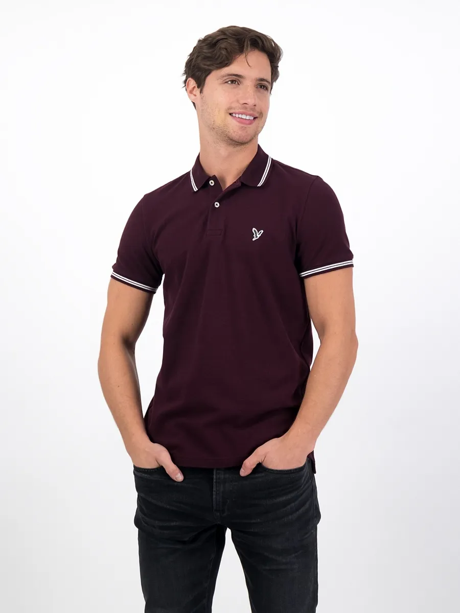 AMERICAN EAGLE MEN P-PIQUE SLIM TIPPING SOLIDS-INTL 613 BURGUNDY