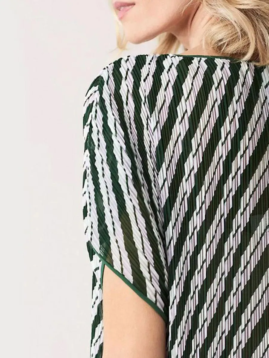 DIANE VON FURSTENBERG DVF JOLENE FLAG STRIPE LAVENDER FOG MULTI XS