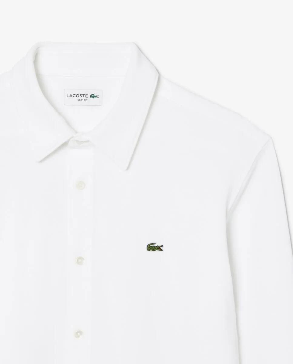 LACOSTE Slim Fit Petit Piqu  Shirt White