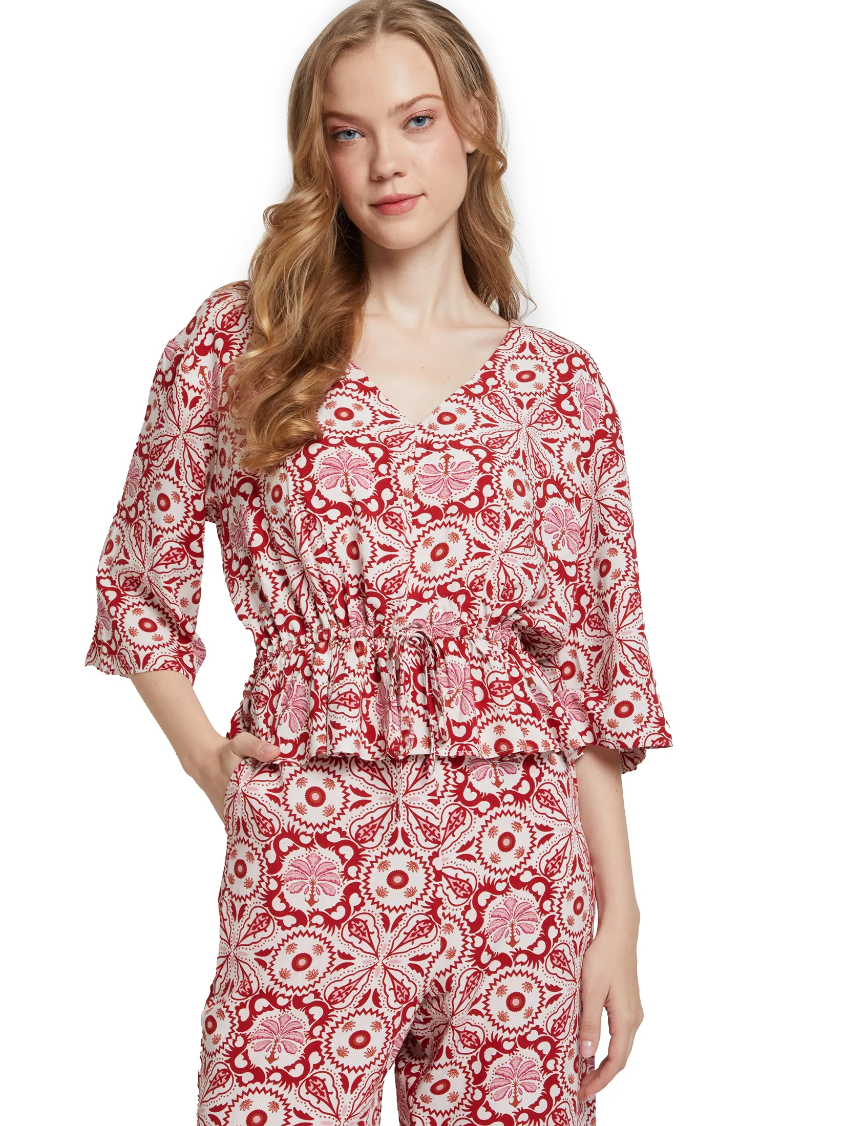 DEFRY 01 Women Blouses V-Neck Long Sleeves