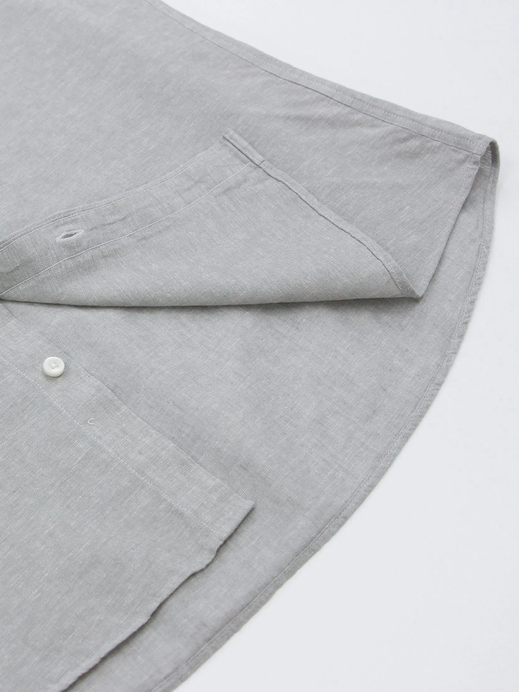 GIORDANO Men's Slim Mandarin Collar Linen Shirt Dolphin Grey