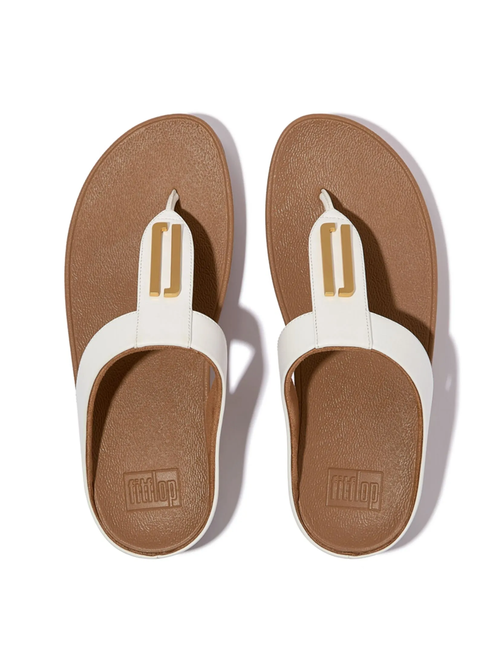 FitFlop™ WOMEN'S FINO GOLD-TRIM LEATHER T/P WHITE