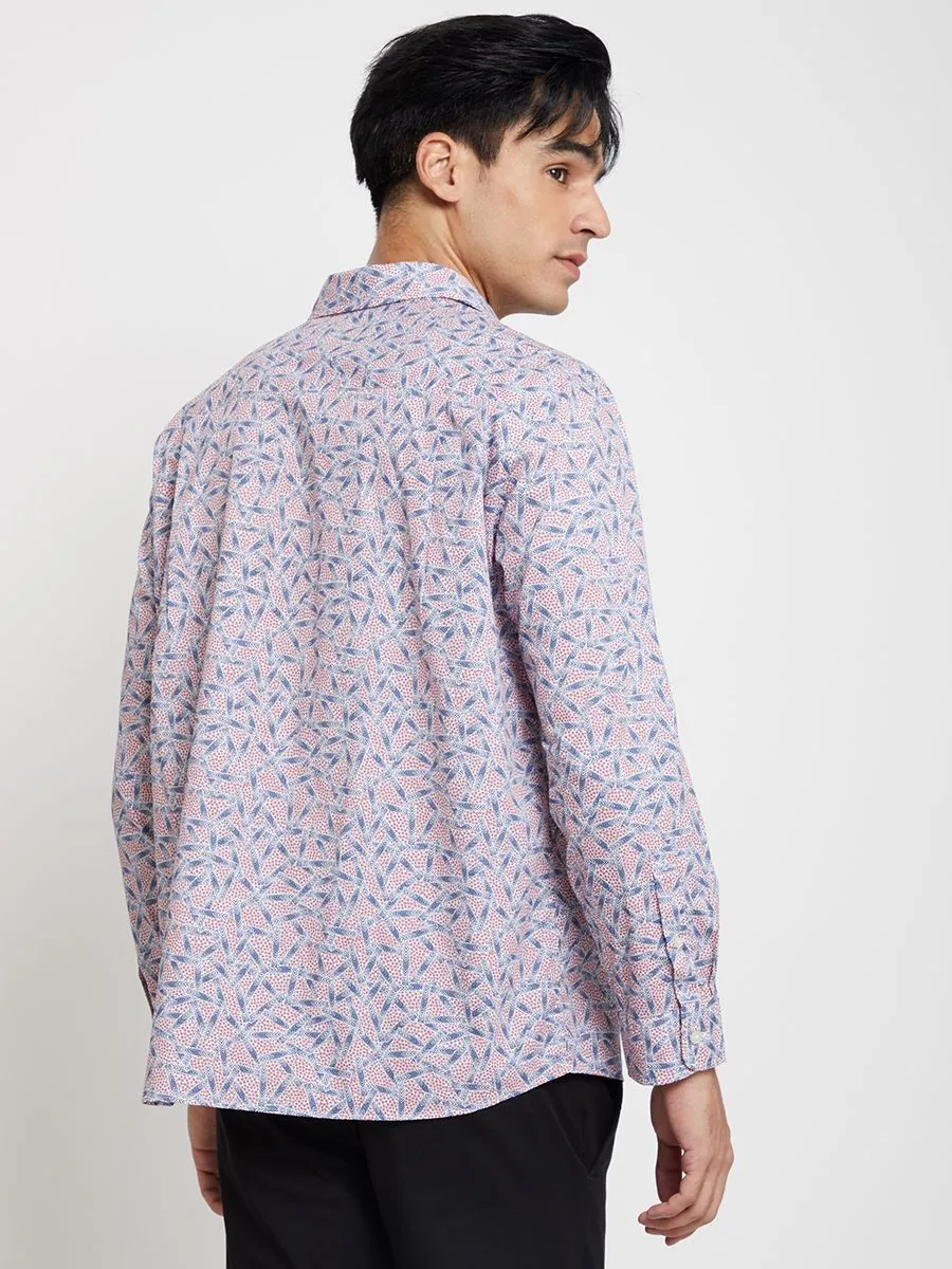 ALUMNUS Men Shirt Long Sleeves Pattern Print Red