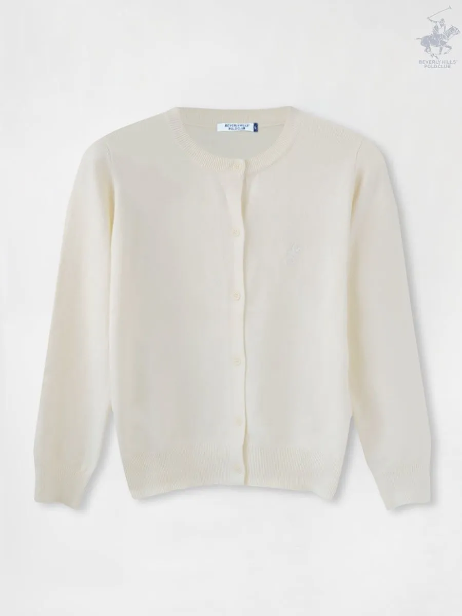 BEVERLY HILLS POLO CLUB Cream Long-sleeved knitted Women sweater