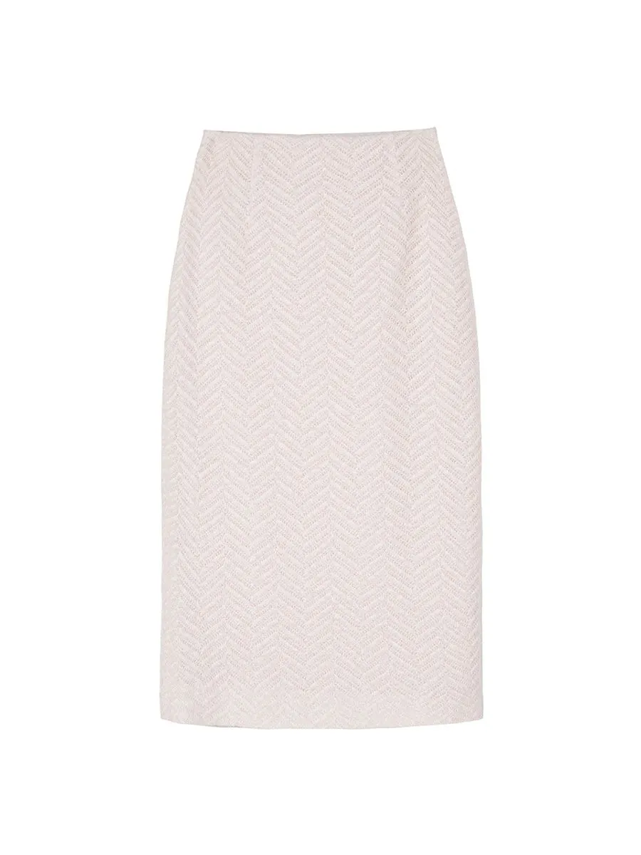 KLOSET (PF24) Women Knit Pencil Skirt Cream Size - M