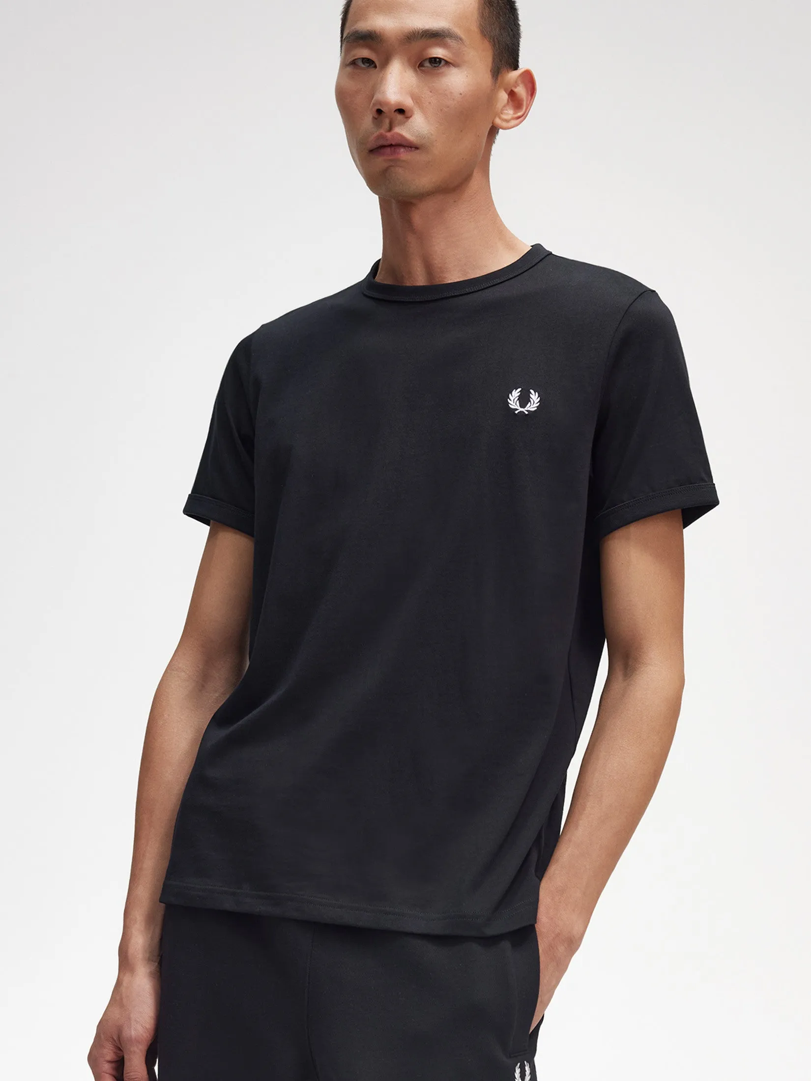 FRED PERRY Men RINGER T-SHIRT Black