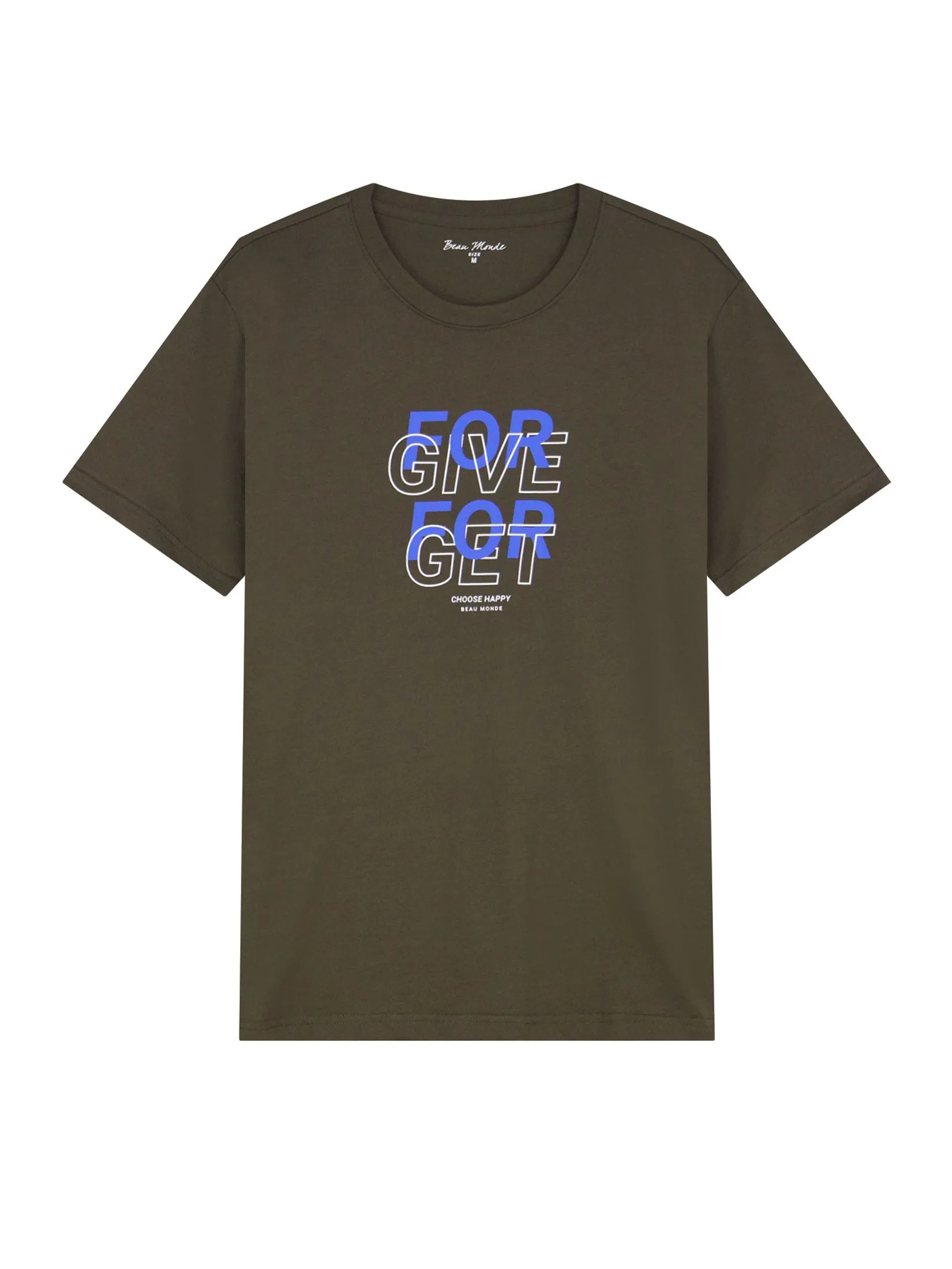 GIORDANO Men's Beau Monde  Regular Printed Tee Brown Dark Coffee