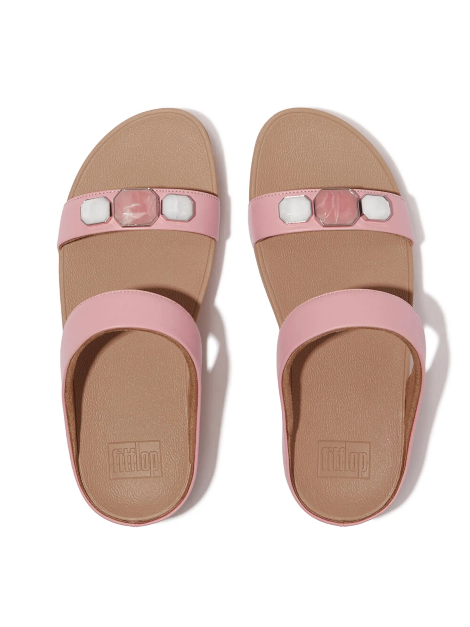 FitFlop™ WOMEN'S FINO MULTI-STONE LEATHER SLIDE PINK