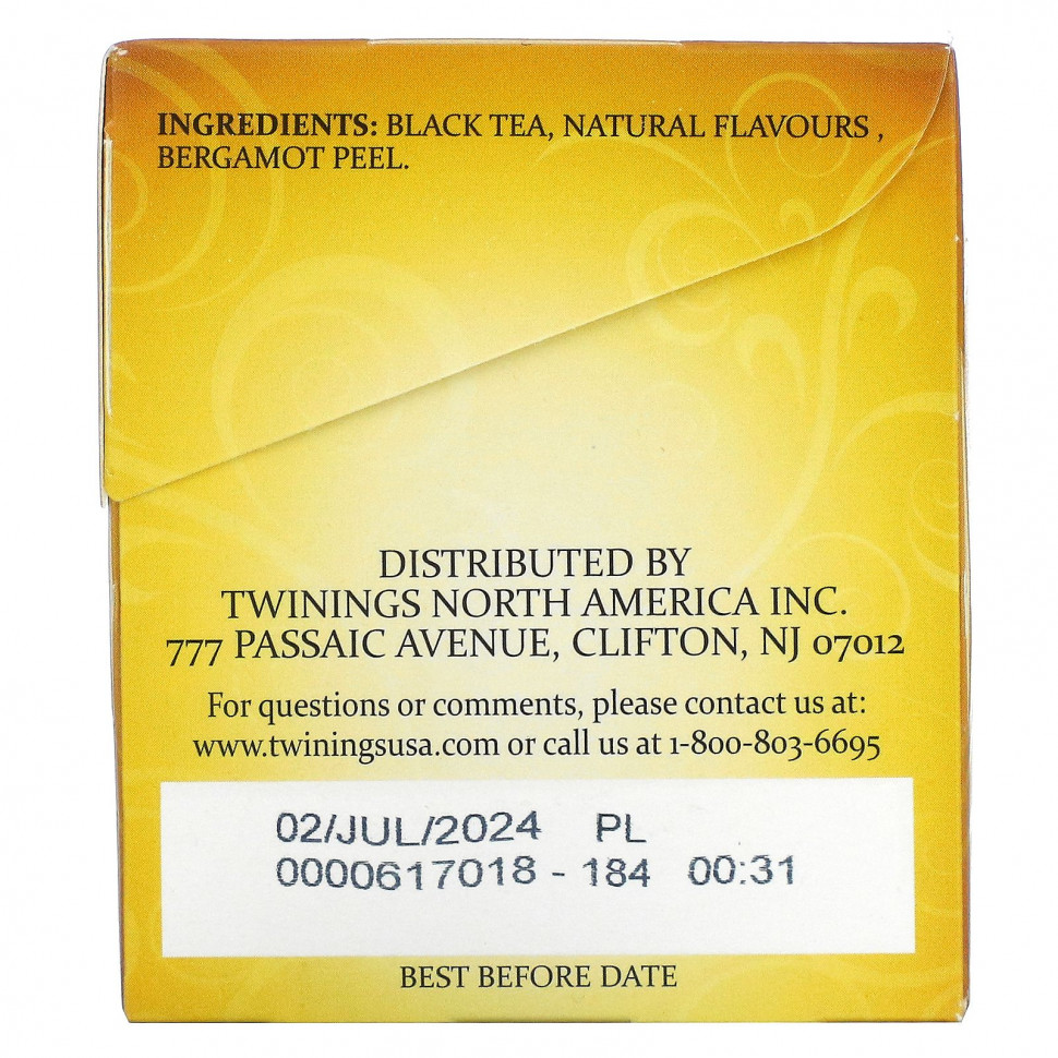 Twinings, Black Tea, Earl Grey, Extra Bold, 20 чайных пакетиков, 40 г (1,41 унции)