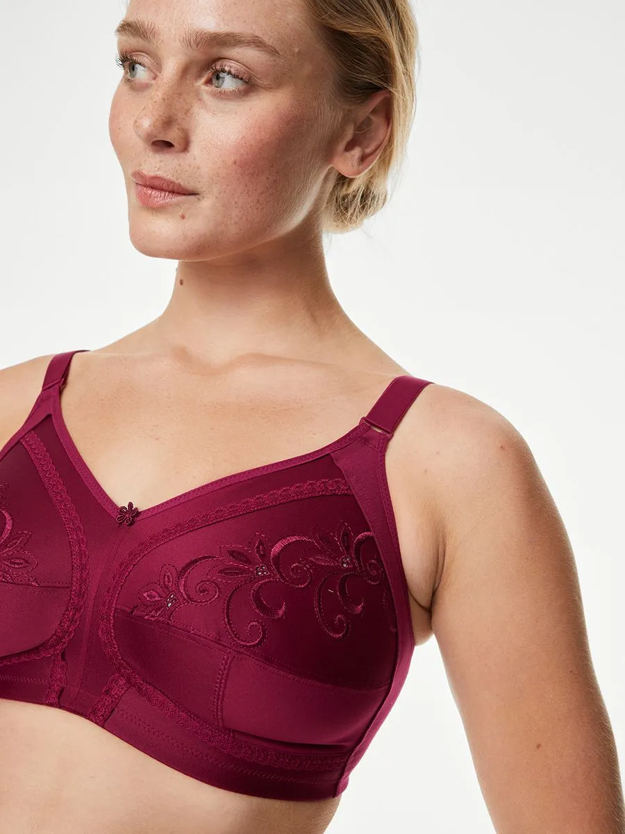 MARKS & SPENCER Women Bra Total Support Embroidered Full Cup Red