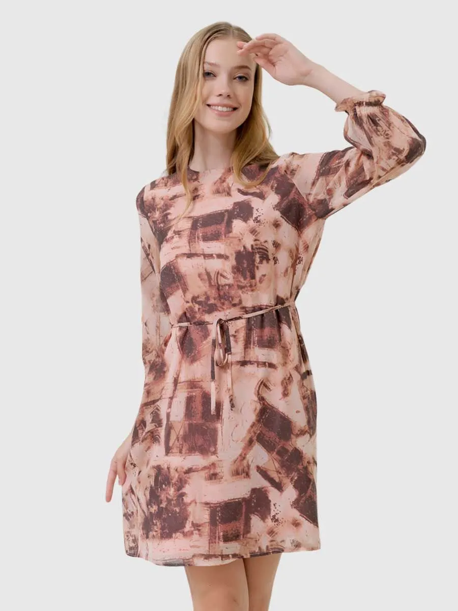 AMILA Women Dress Chiffon Poeme Brown