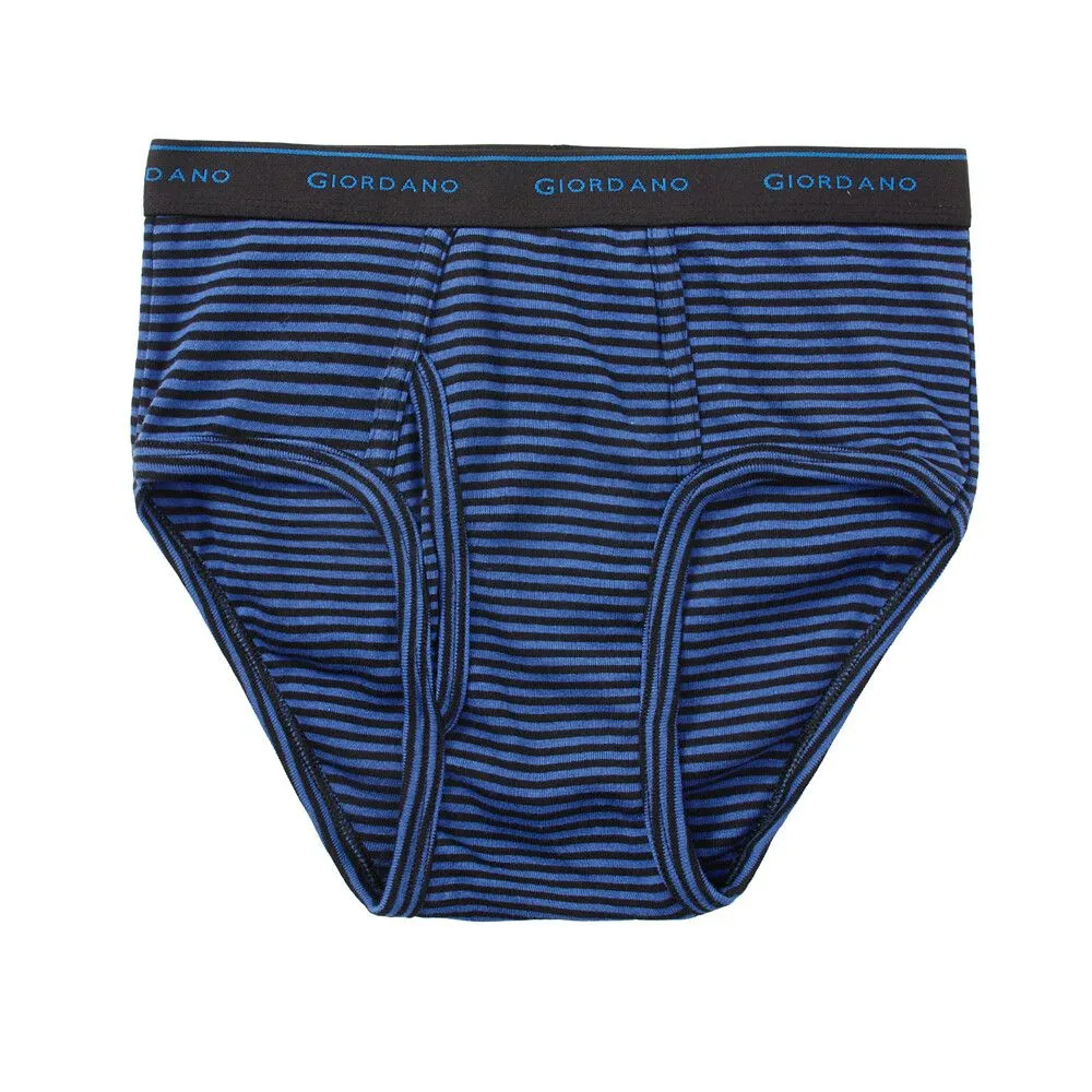 GIORDANO Navy Blue/Black Men's Cotton Briefs Logo elastic waistband(6-packs)