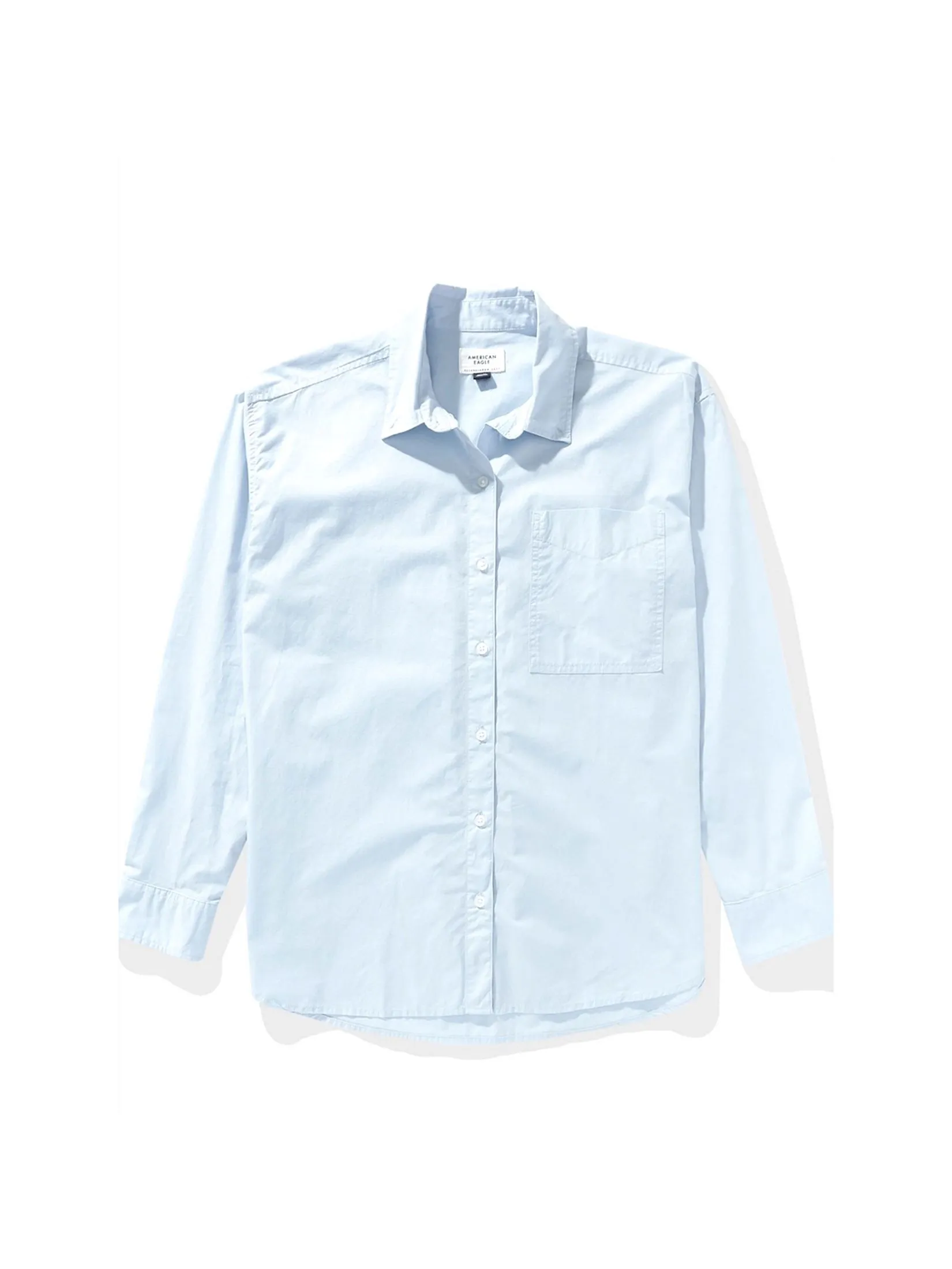 AMERICAN EAGLE WOMEN 5856 CORE PERFECT SHIRT SOLID 400 BLUE