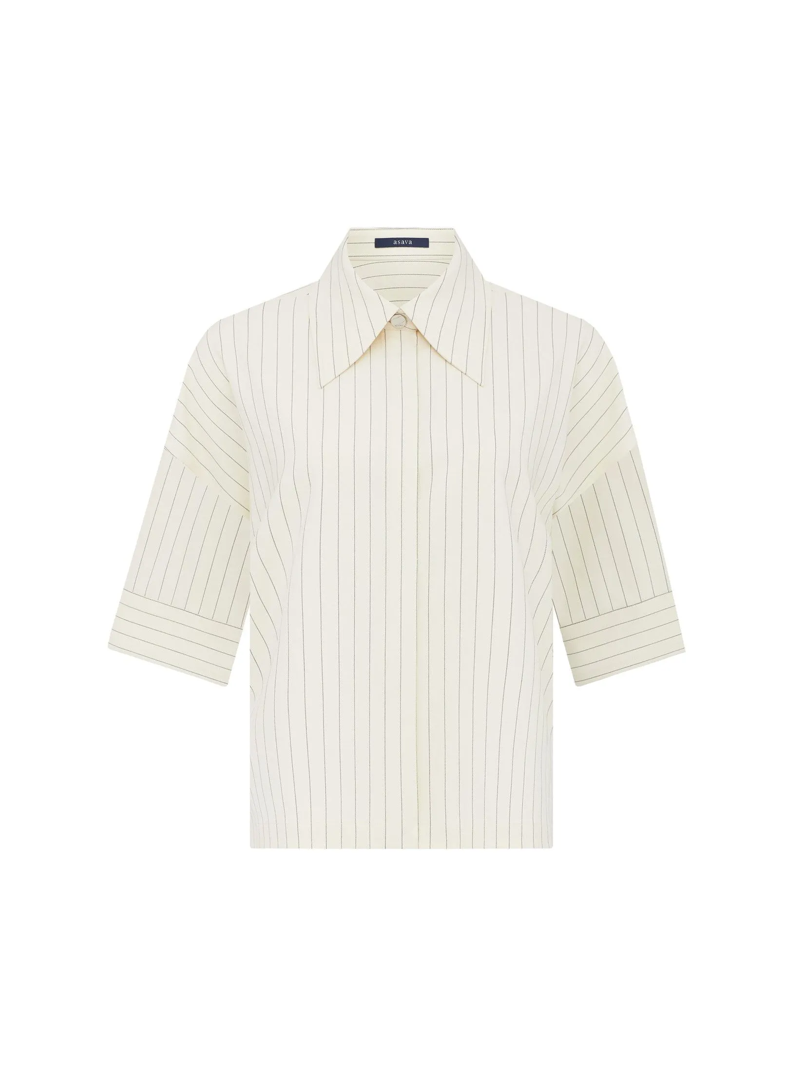 ASAVA (AW24) Pinstriped Women Cropped Shirt Ivory Size - M