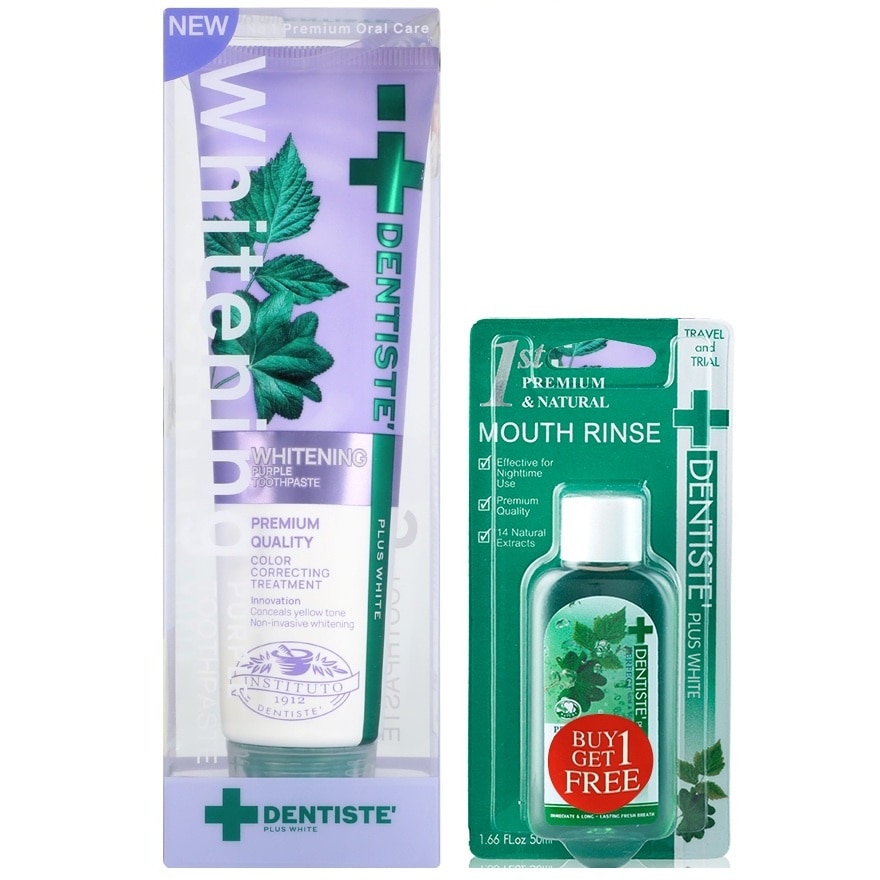 Dentiste Toothpaste Whitening Purple 100 G.+Mouthwash 50 Ml. - Purple