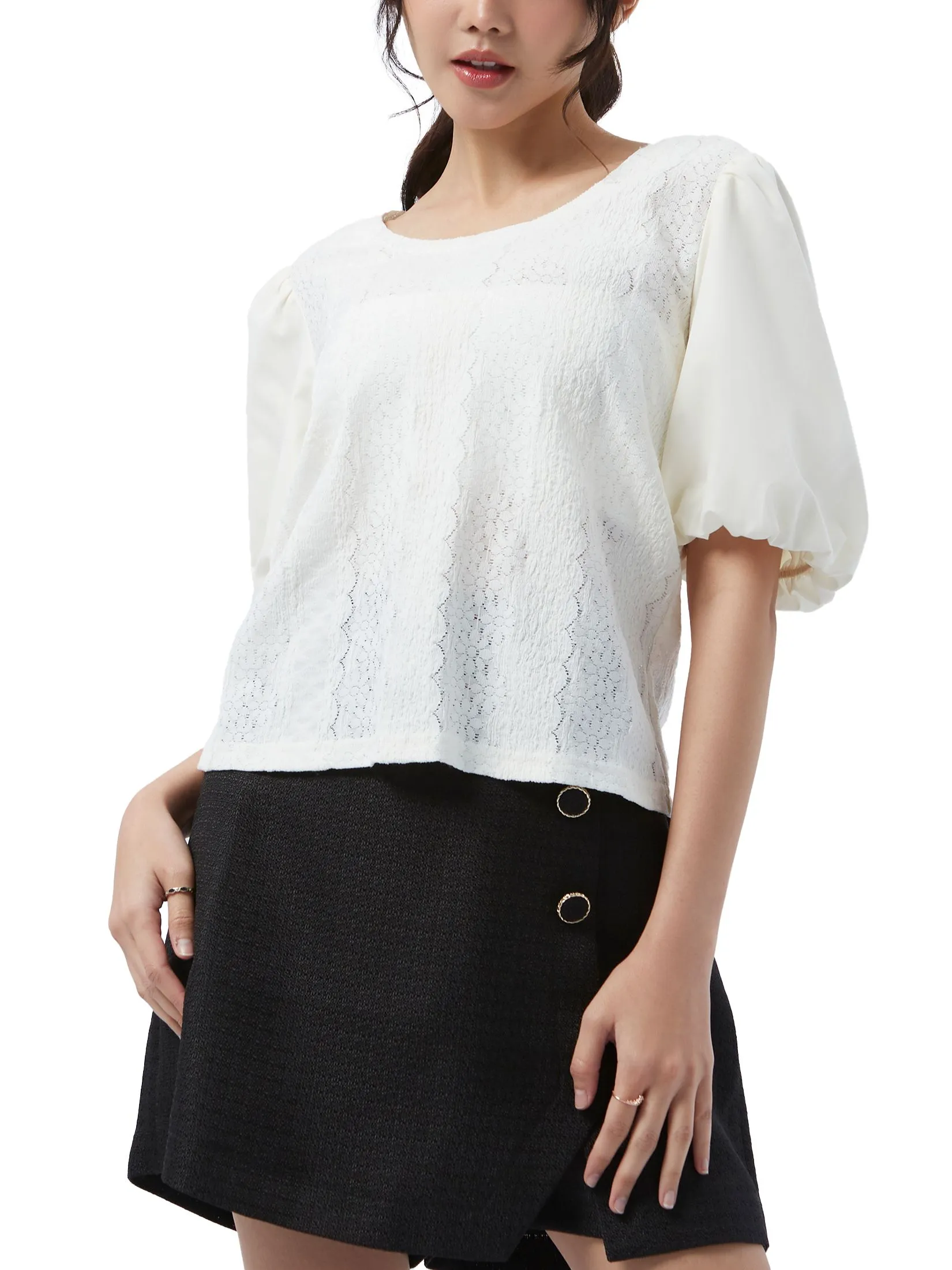 EP Fancy Knit Tops Woman Ivory