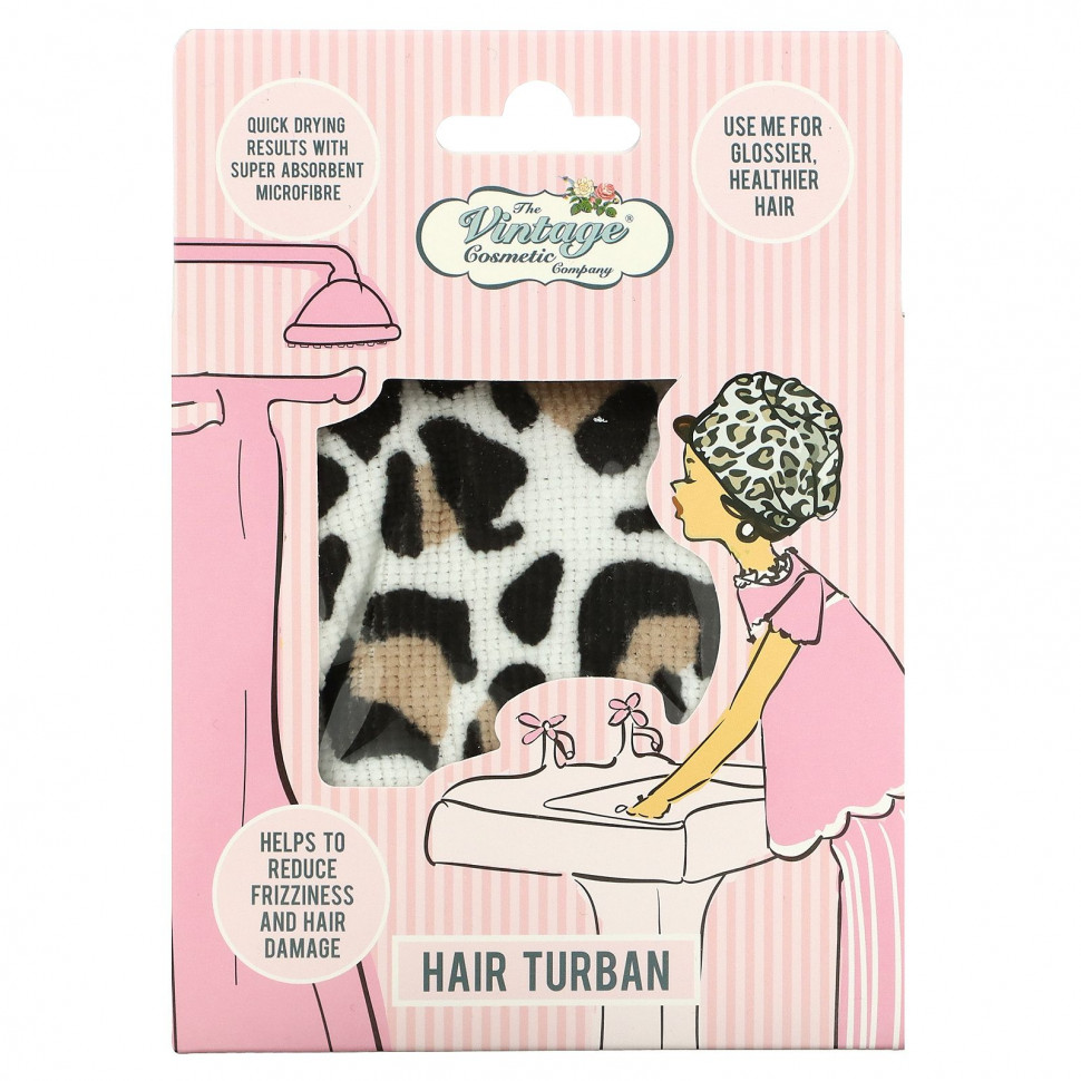 The Vintage Cosmetic Co., Тюрбан для волос, леопардовый, 1 шт.