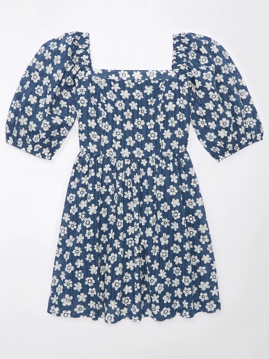 AMERICAN EAGLE WOMEN 7578 OPEN BACK PUFF SLV MINI 410 NAVY