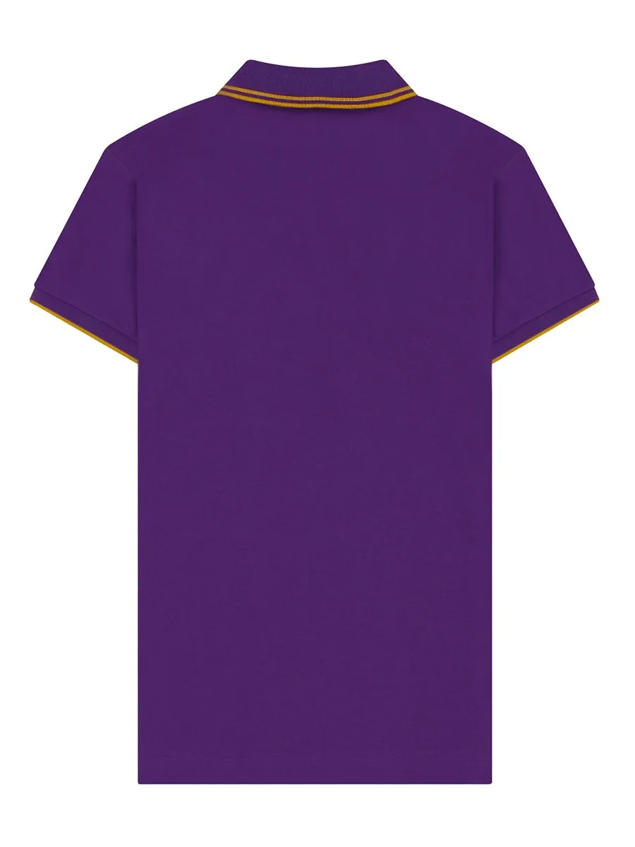GIORDANO Women's Cotton Lycra Slim Fit Short Sleeve Polo Plum Purple