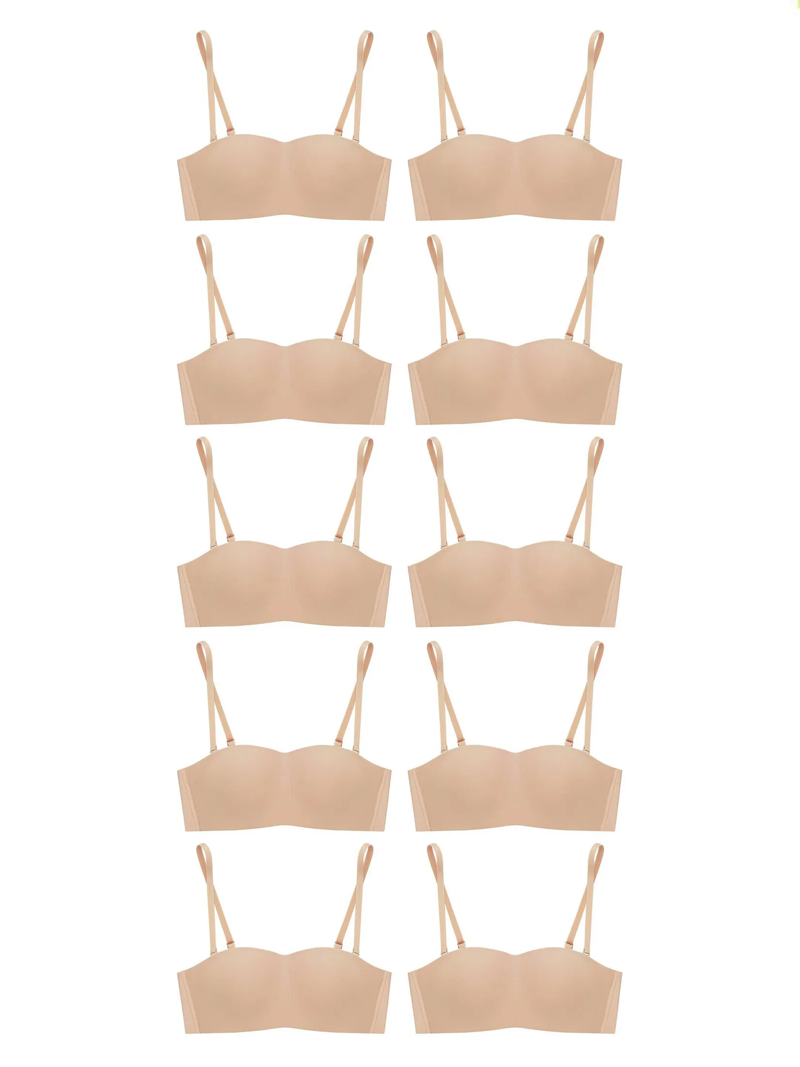 SABINA [Pack 10 Piece] [Online Exclusive] Bra Wireless Strapless Woman Pretty Perfect Seamless - Beige