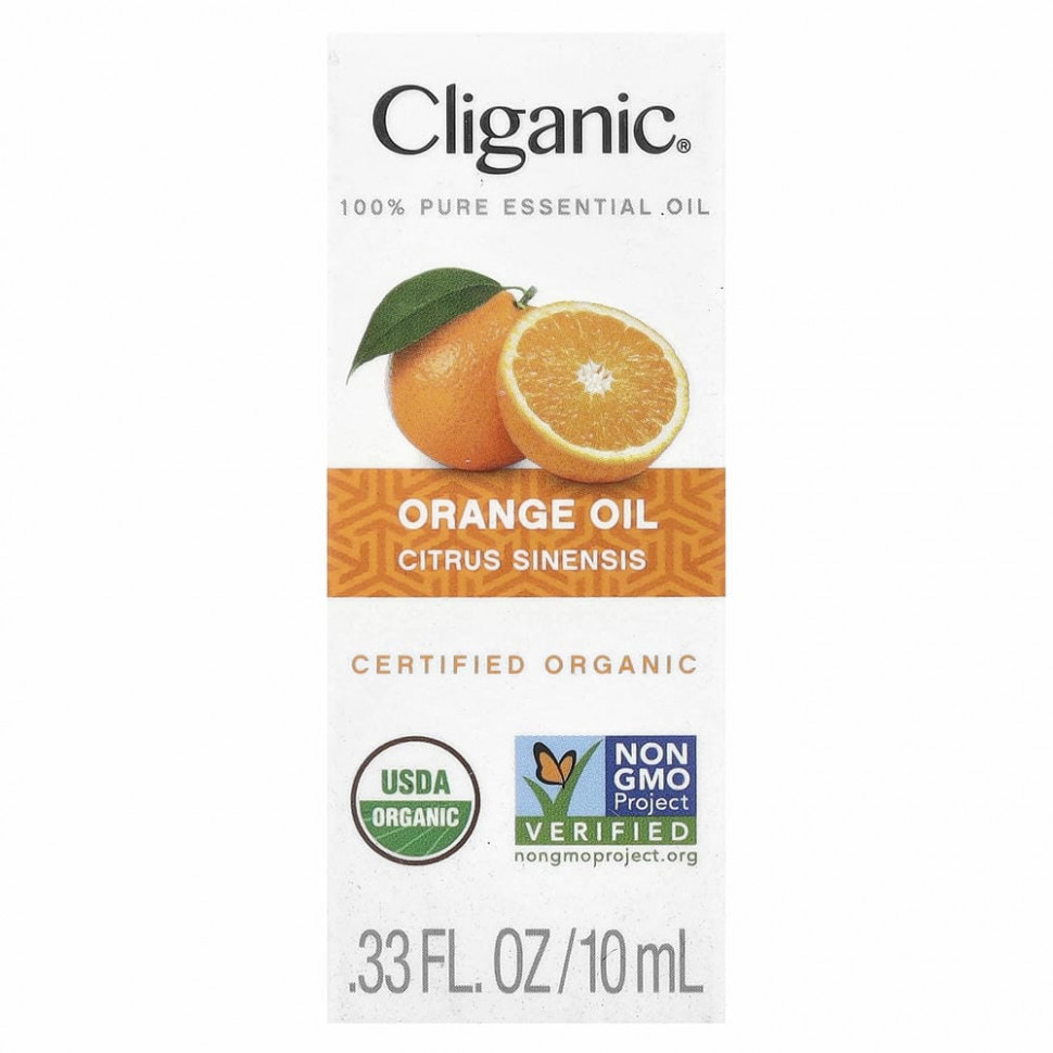 Cliganic, 100% чистое эфирное масло, апельсин, 10 мл (0,33 жидк. Унции)
