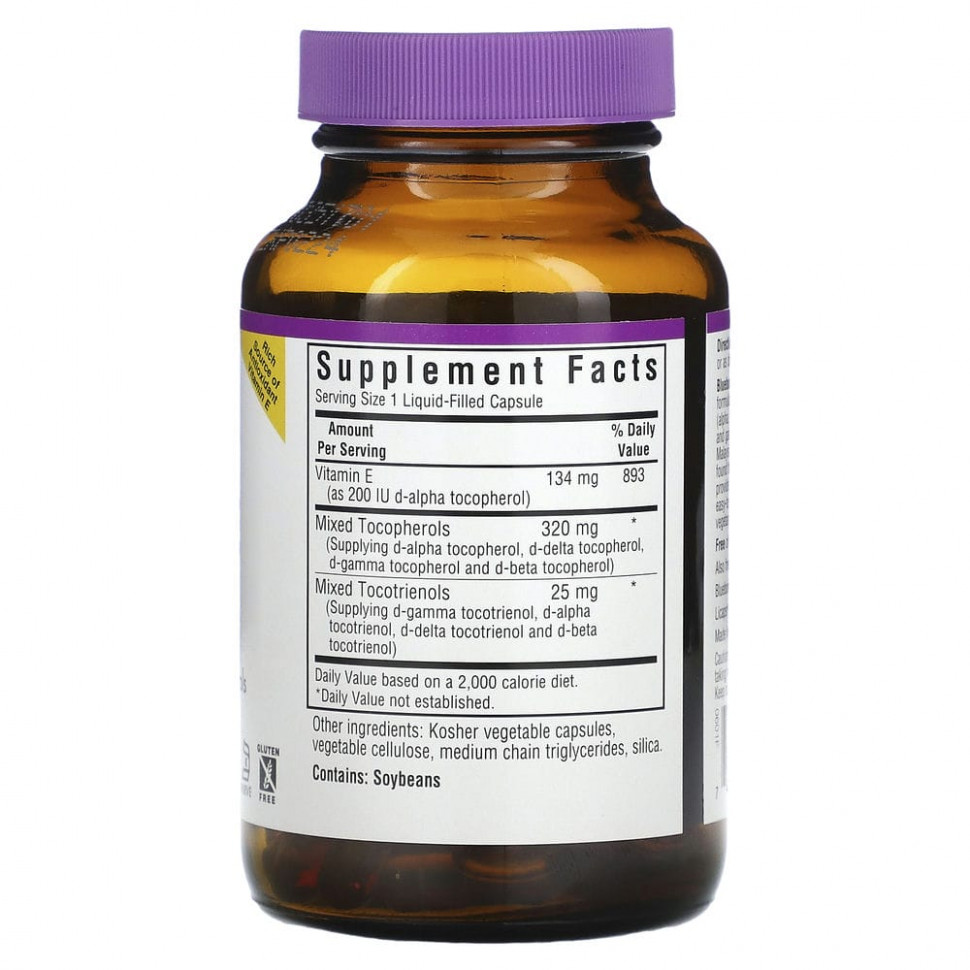 Bluebonnet Nutrition, Комплекс витамина Е, 60 капсул с жидкостью