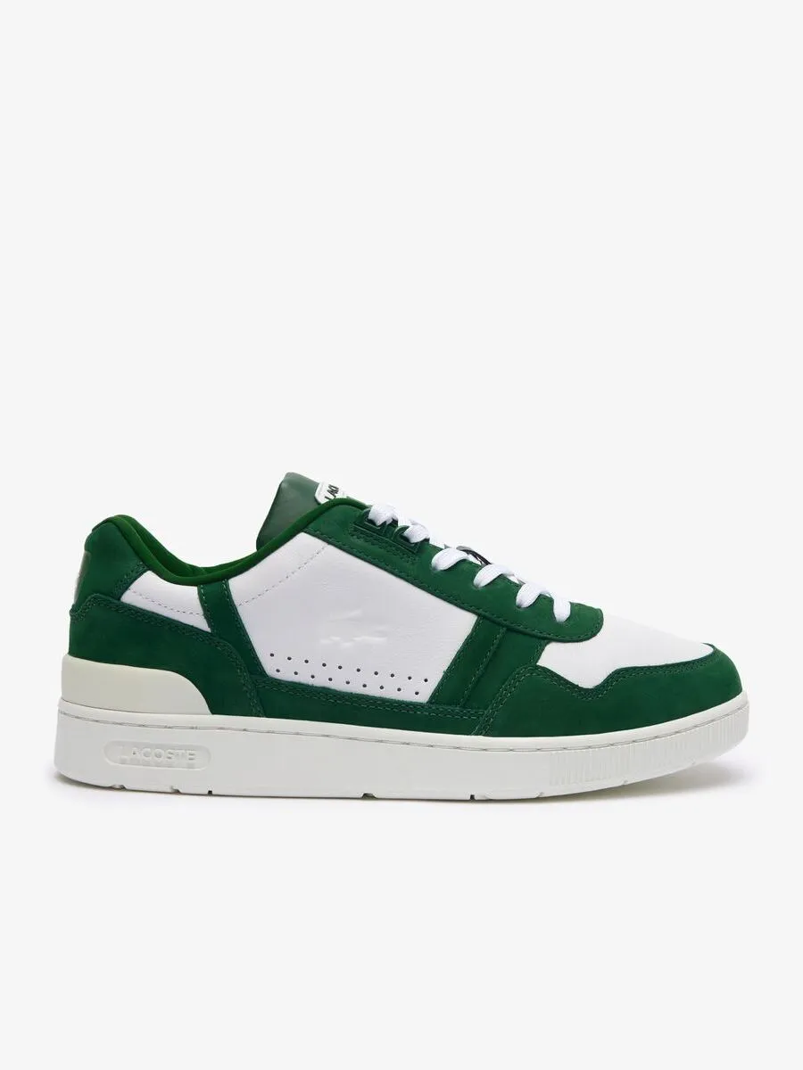 LACOSTE White Men’s T-Clip Contrasted Leather Trainers