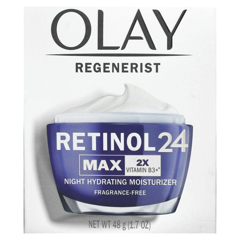 Olay, Regenerist, Retinol 24, ночное увлажняющее средство, без отдушек, 48 унций (1,7 унции)