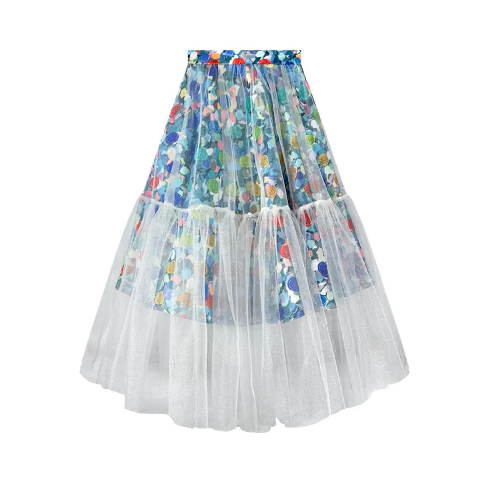 ICONIC BLUE MESHEY SKIRT MODEL MESHEY SKIRT 6798