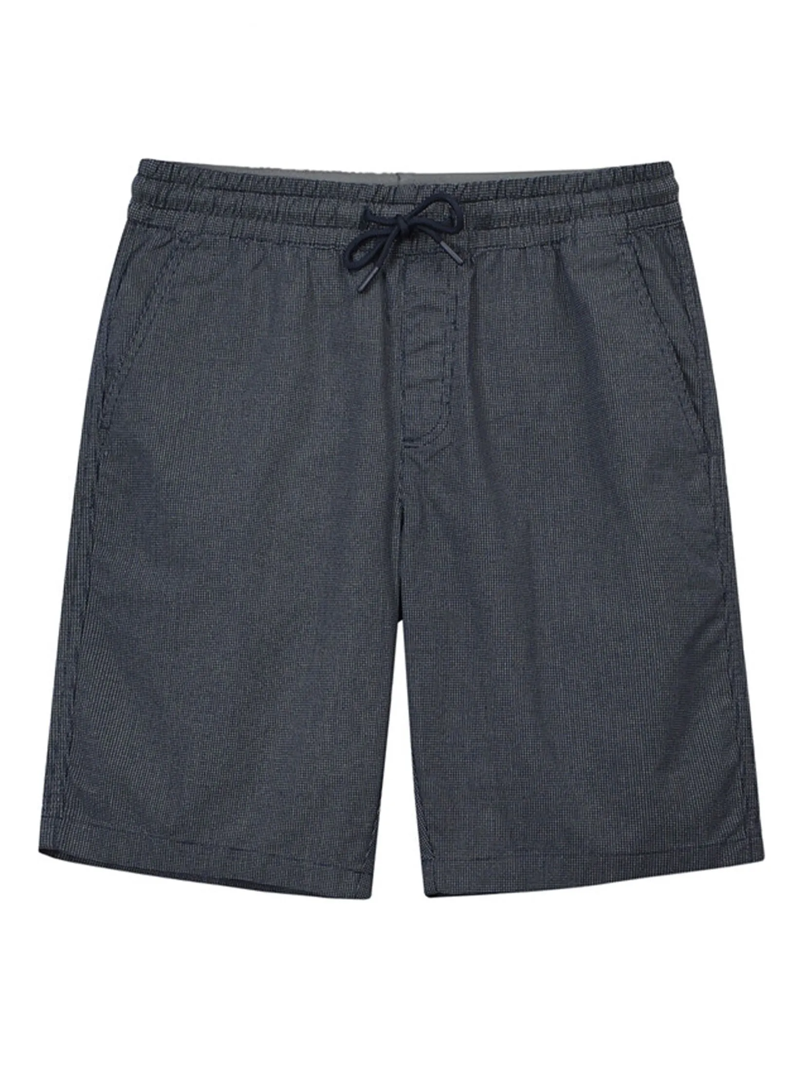 GIORDANO Men's Mid-Rise Slim Fit Elastic Waist Twill Bermuda Shorts Navy X White