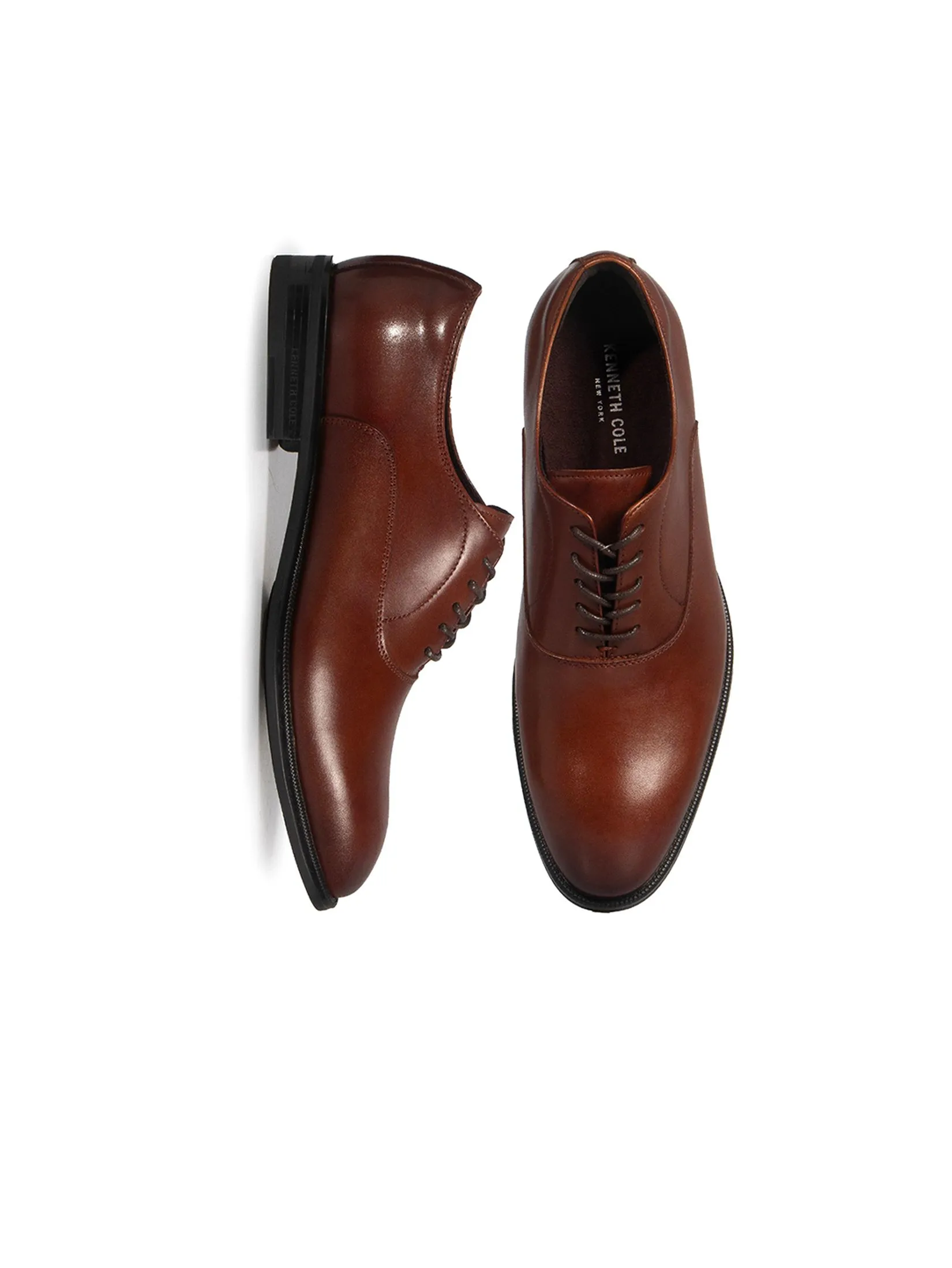 KENNETH COLE MEN DRESS SHOES REBOUNDPOD LACE UP PTD  /LIGHT BROWN