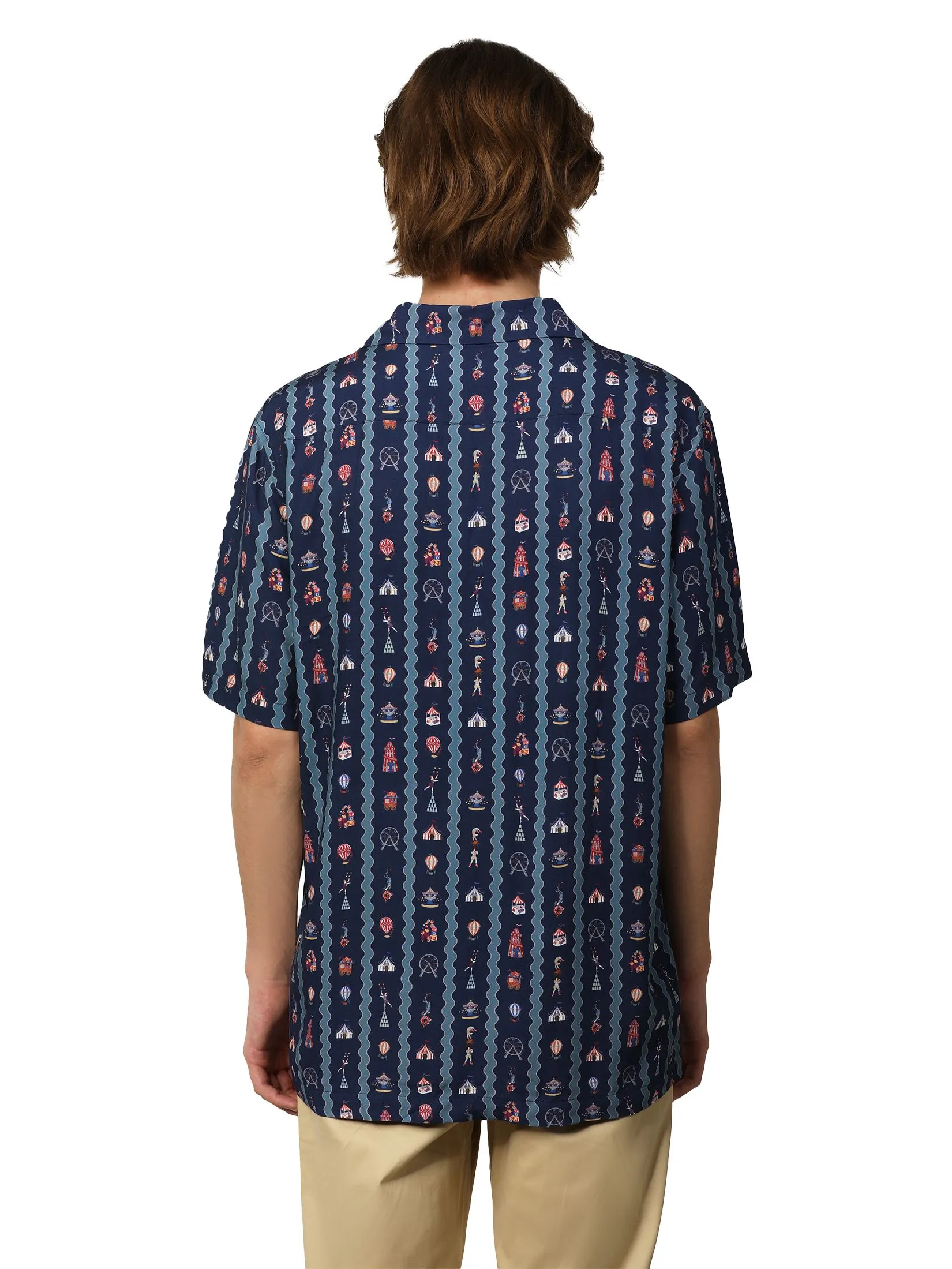 JOHN HENRY Men's Short Sleeves Hawaii Shirts (Relaxed Fit) MERRIMENT Navy