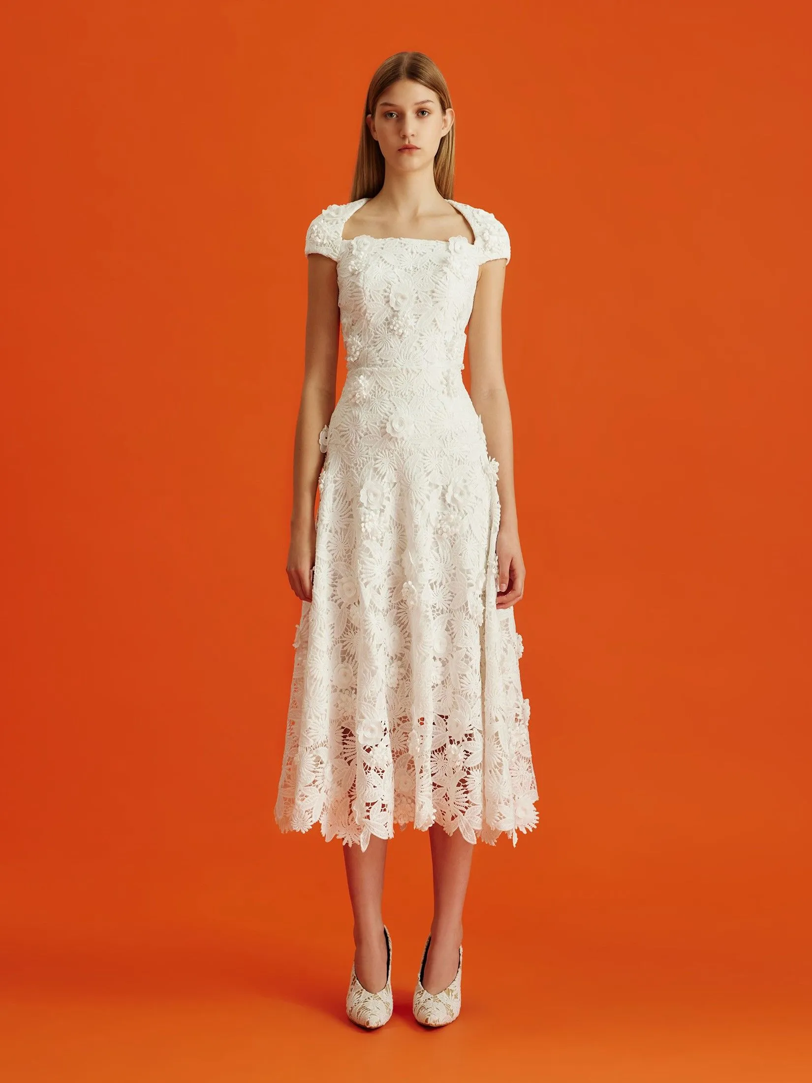 ASAVA (AW24) Zaira Floral-lace Women Flare Skirt White