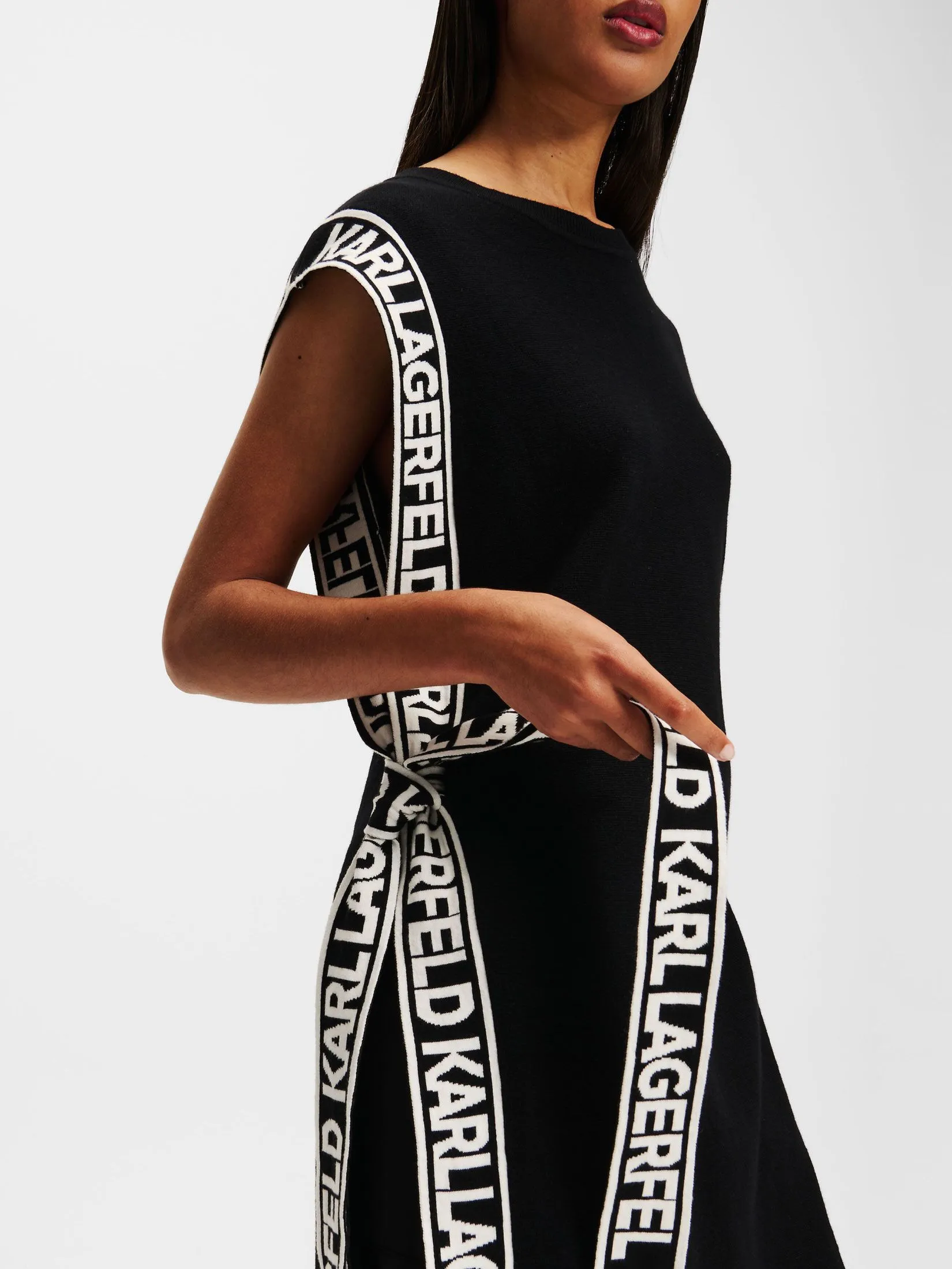 KARL LAGERFELD KNIT LOGO TUNIC BLACK/WHITE