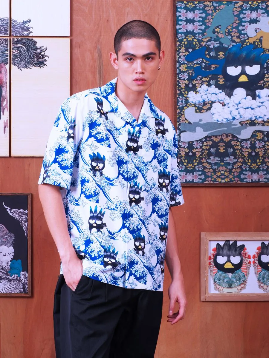 PEDZ MEN HAWAII SHIRT SHORT SLEEVES PRINTED THE GREAT WAVE WHITE