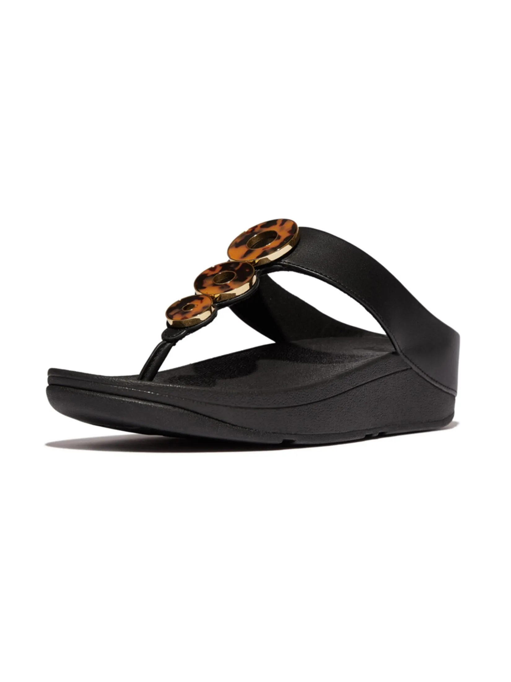 FitFlop™ WOMEN'S FINO RESIN-HOOP LEATHER BLACK