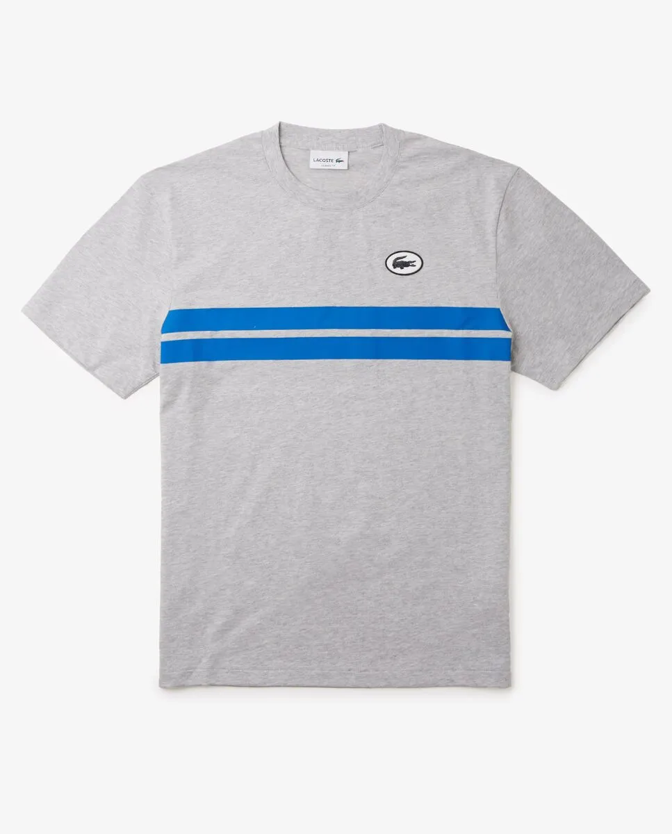 LACOSTE Heritage Print Cotton T-Shirt Grey