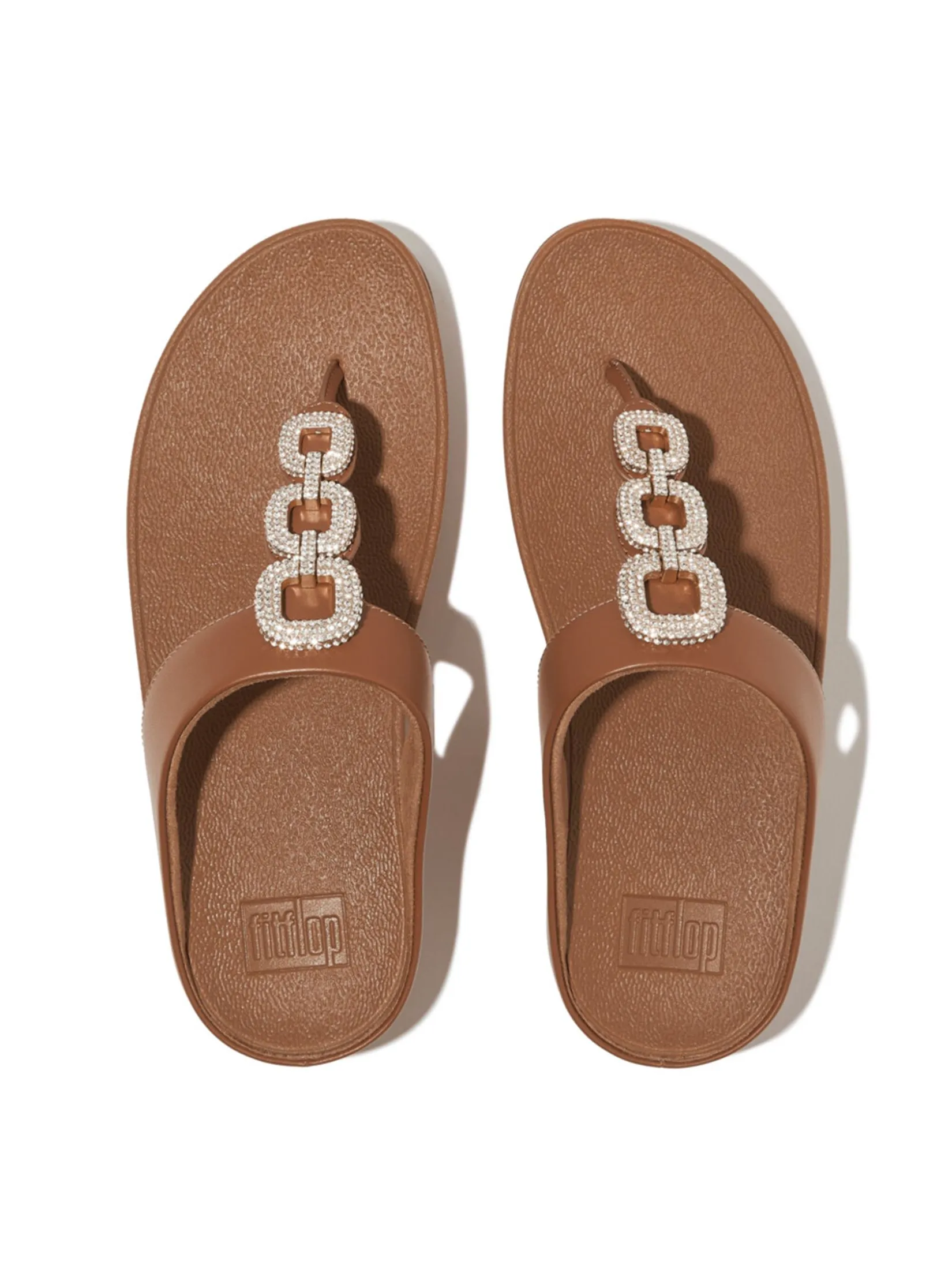 FitFlop™ WOMEN'S FINO CRYSTAL-CHAIN LEATHER BROWN