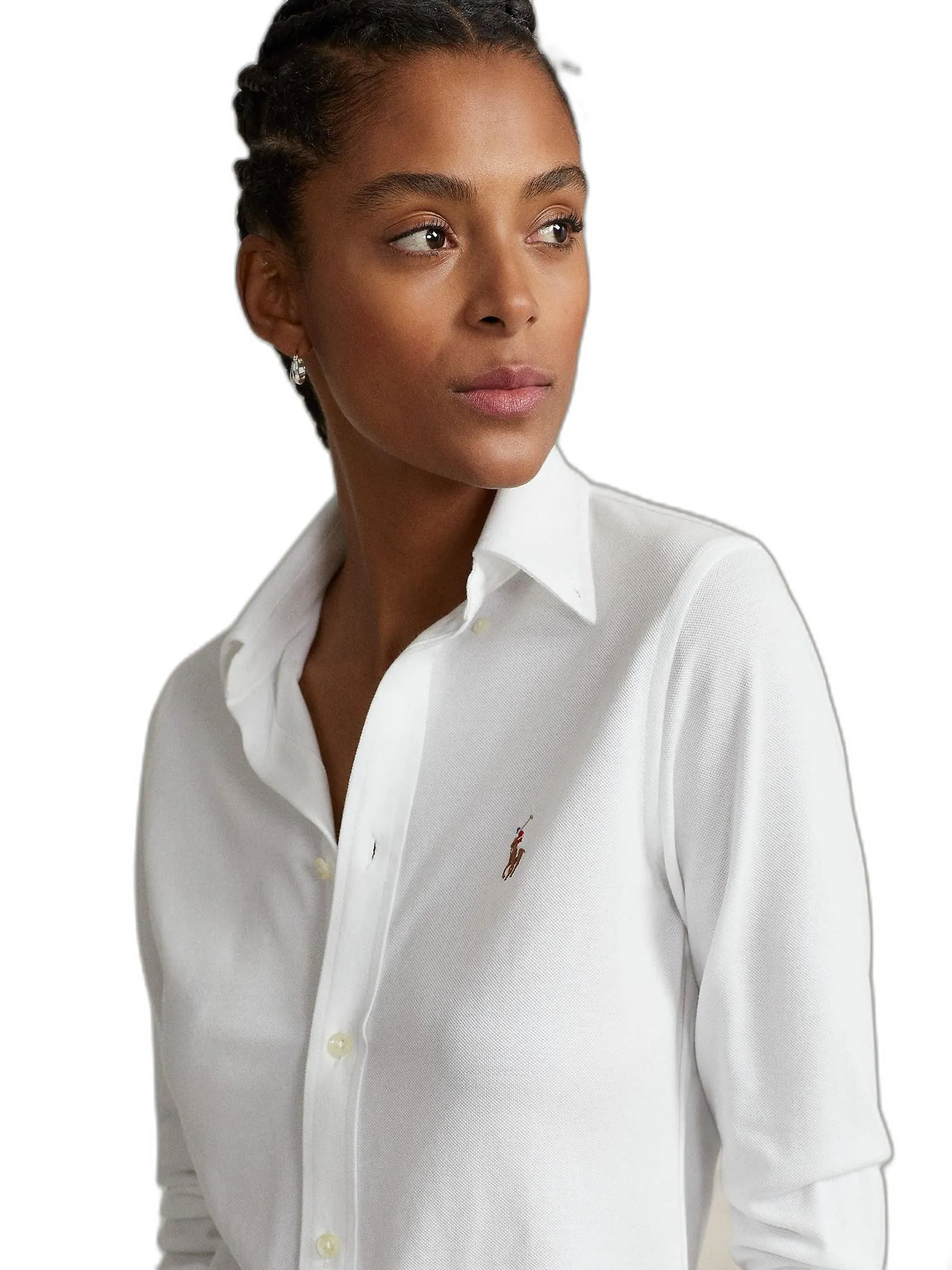 POLO RALPH LAUREN SHIRT-Knit Cotton Oxford Shirt WMPOKNIN6820170 100 WHITE