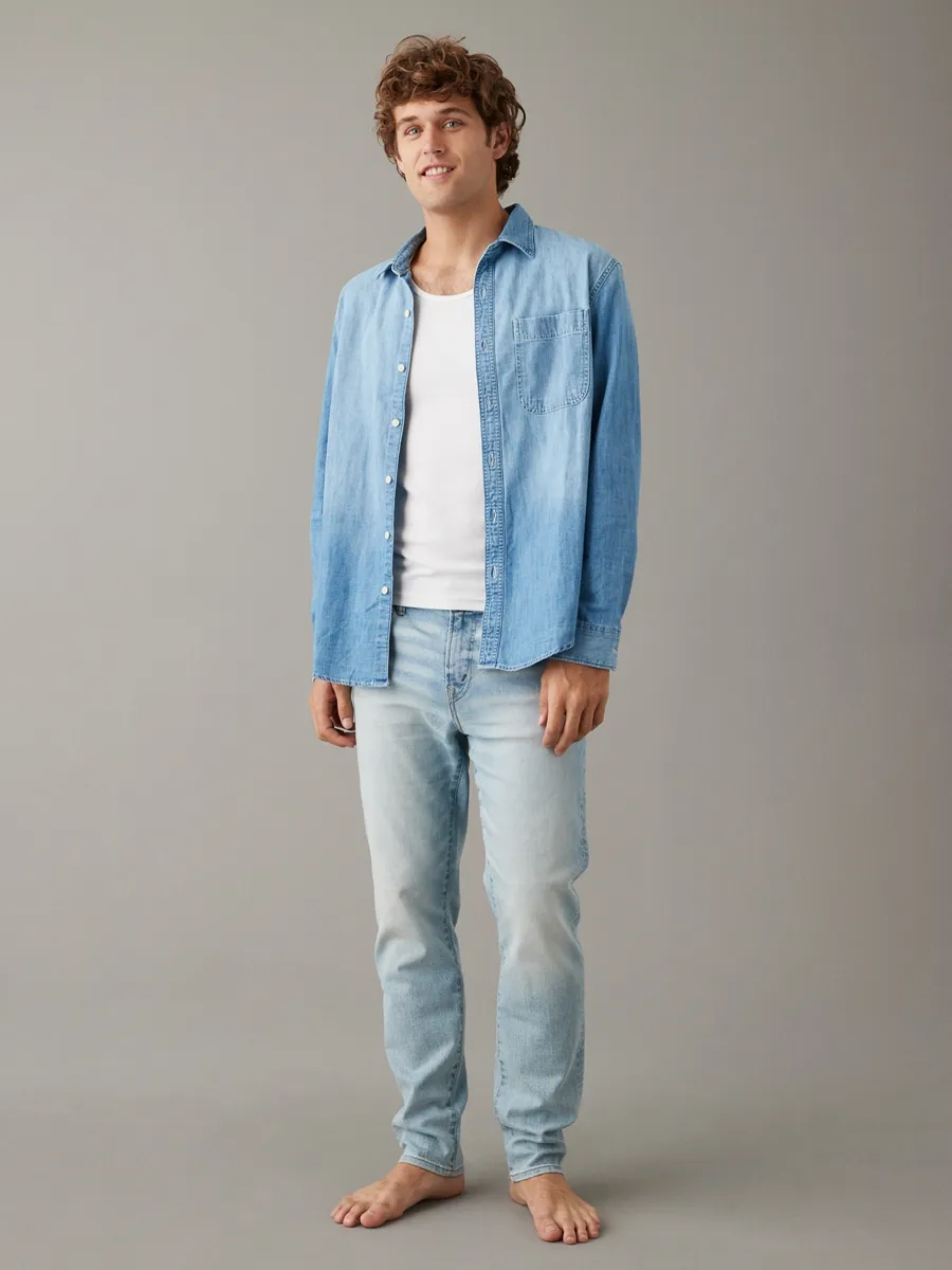 AMERICAN EAGLE MEN LIGHT CLEAN ATHLETIC FIT 401 LIGHT BLUE