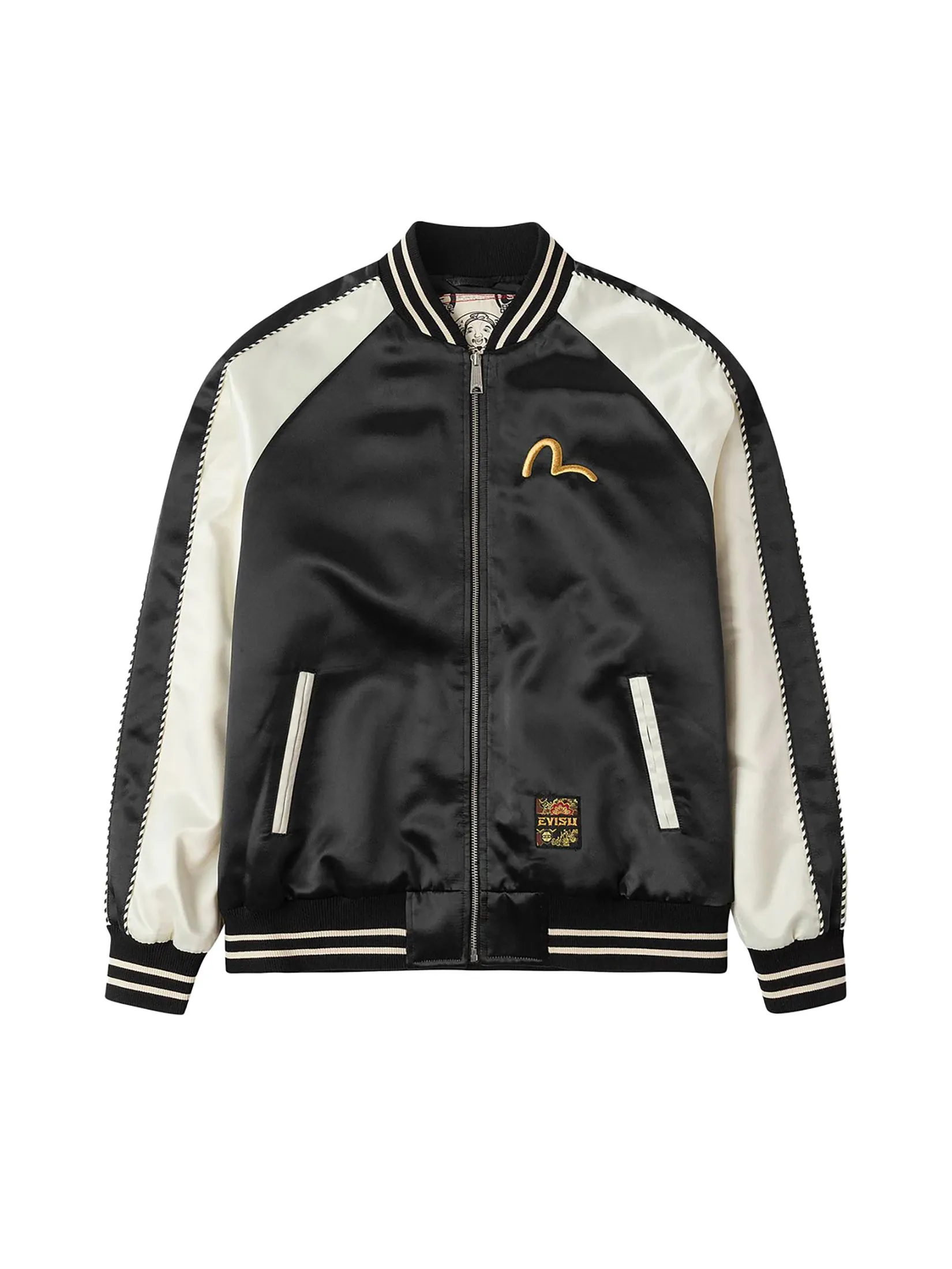 EVISU Men Jacket Crane Embroidery Regular Fit Souvenior Black Size - L