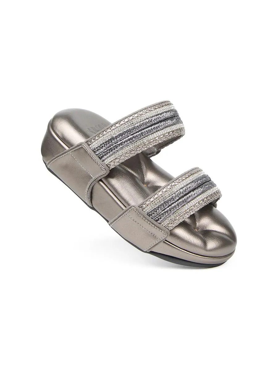 SHU WOMEN  SOFASHOES 2.5" ELEGANZA STRAPS-PLATINUM