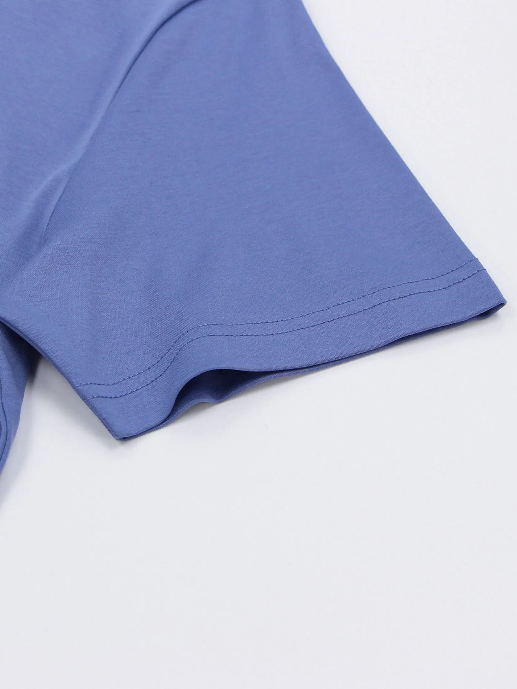 GIORDANO Men's Slim Interlock Tee (Liquid Touch) Colony blue Purple