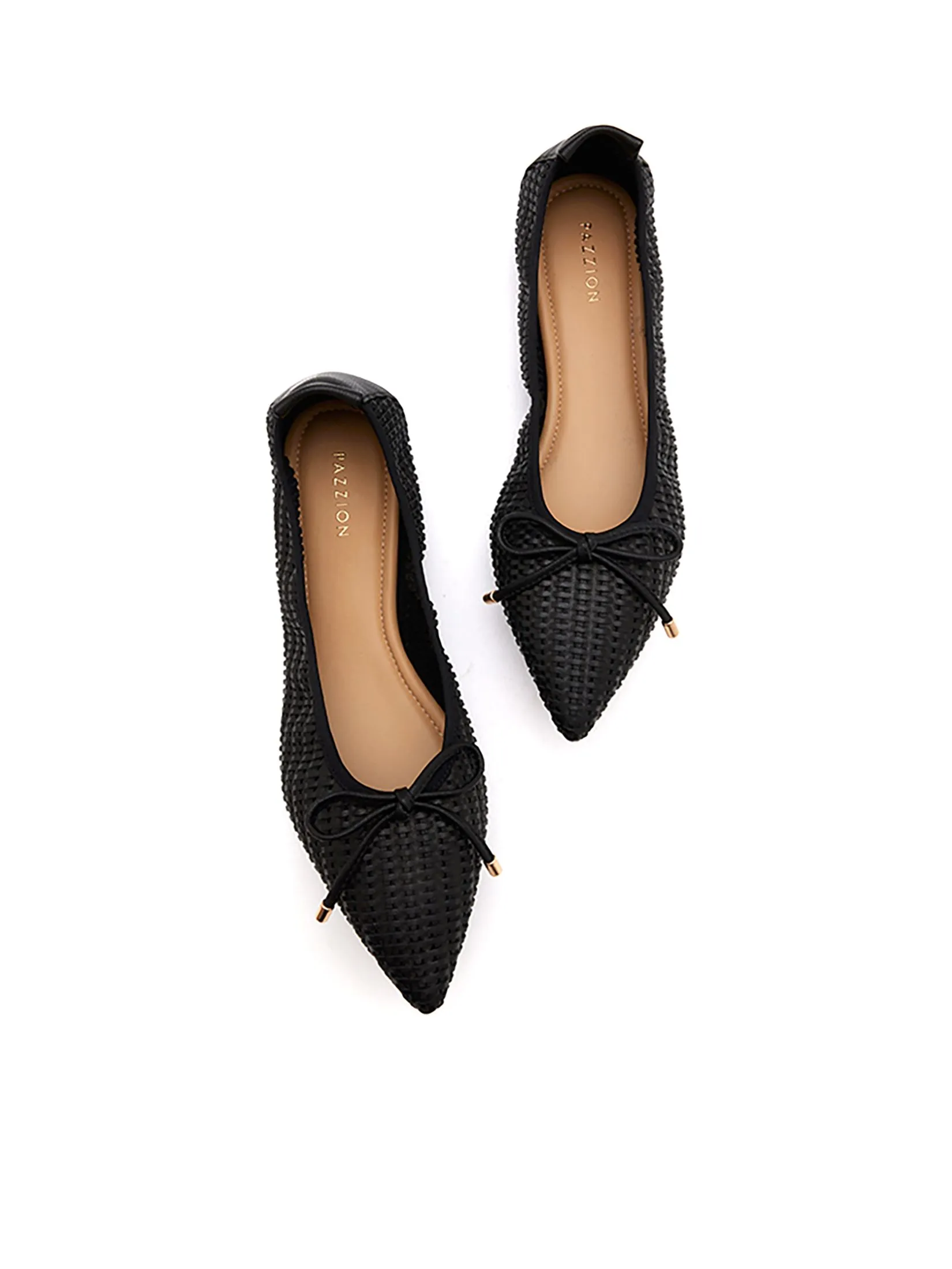 PAZZION Women Flat Shoes Woven With Bow Detail
