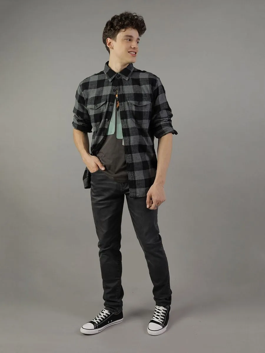 AMERICAN EAGLE MEN CF CSC SALVADOR TWILL FLANNEL 063 CHARCOAL ASH