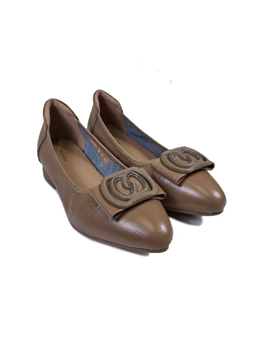 THAMES Women Shoes Casual Mid Heels Beige