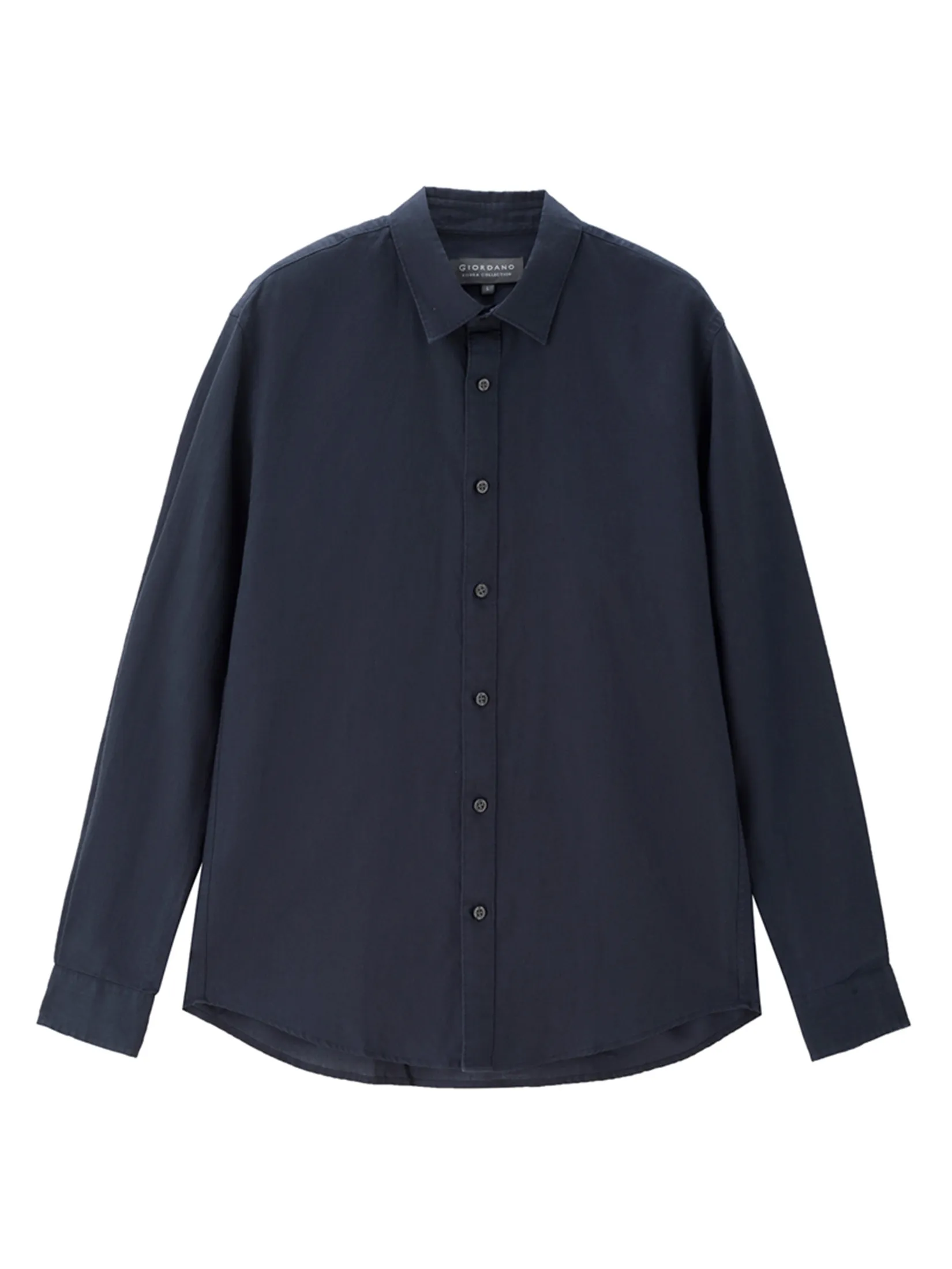 GIORDANO Men s Online Exclusive Regular Poplin Linen Shirt (Korea) Dark Blue Size - L