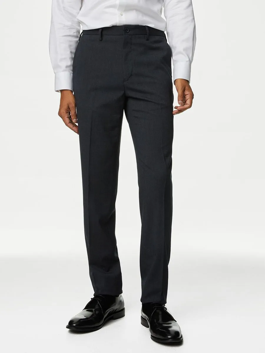MARKS & SPENCER Men Trousers Slim Fit Flat Front Stretch VP_Charcoal