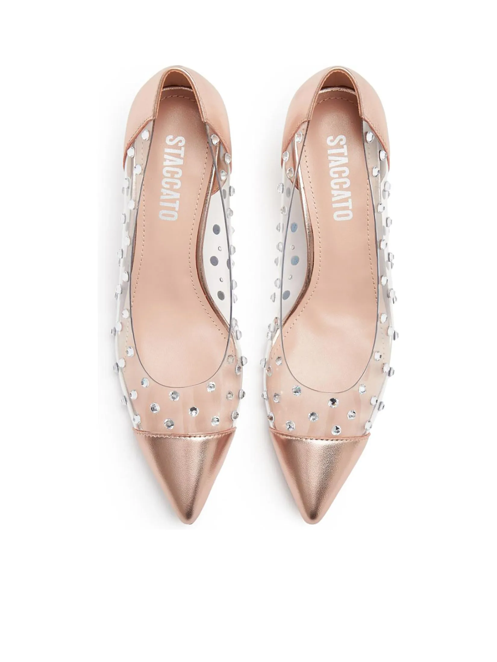 STACCATO Women Pump Crystal Studded Clear Pointed Toe