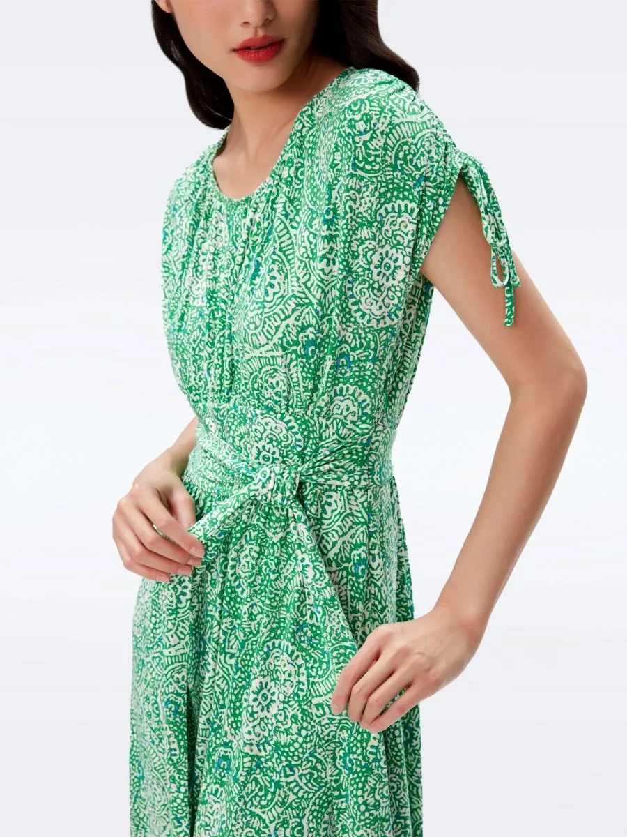DIANE VON FURSTENBERG DVF REGGIO DRESS ATHENS PAISLEY INDIAN GREEN